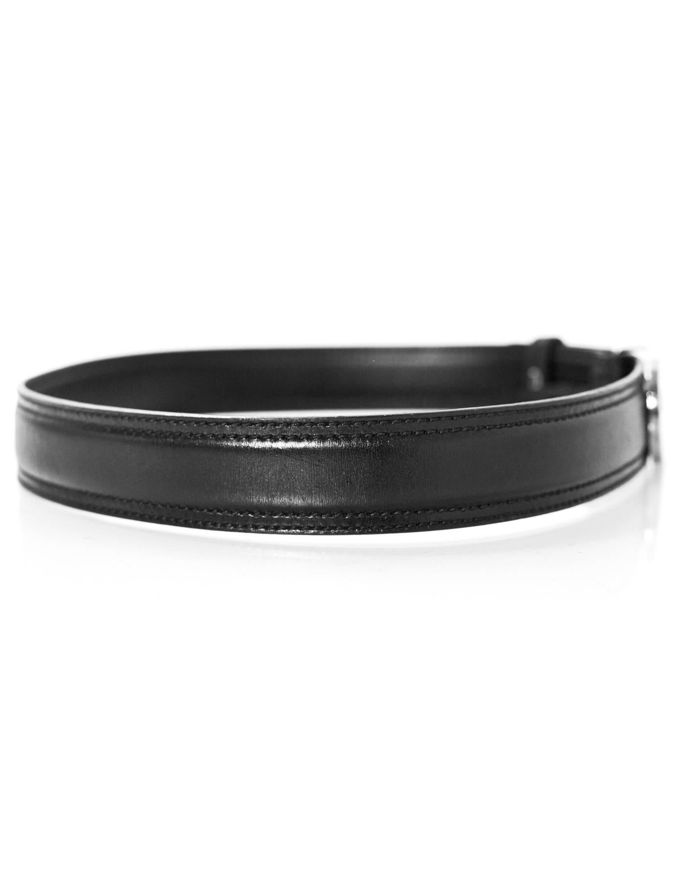 Gucci Unisex Black Leather Belt with XL G Buckle Sz 85 In Excellent Condition In New York, NY