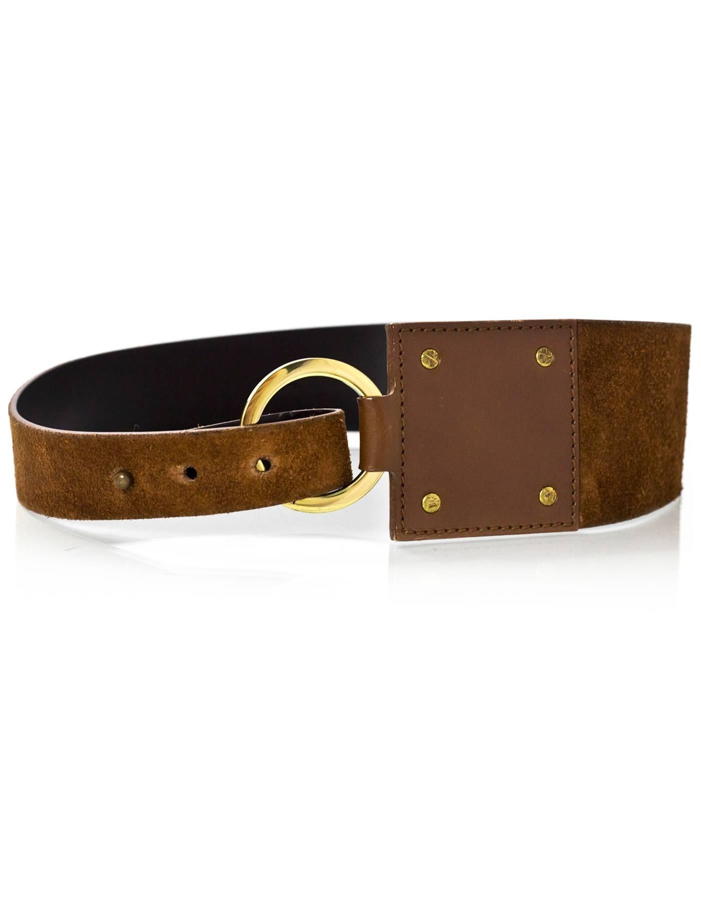 Gucci Brown Suede  Belt Sz 85 In Excellent Condition In New York, NY