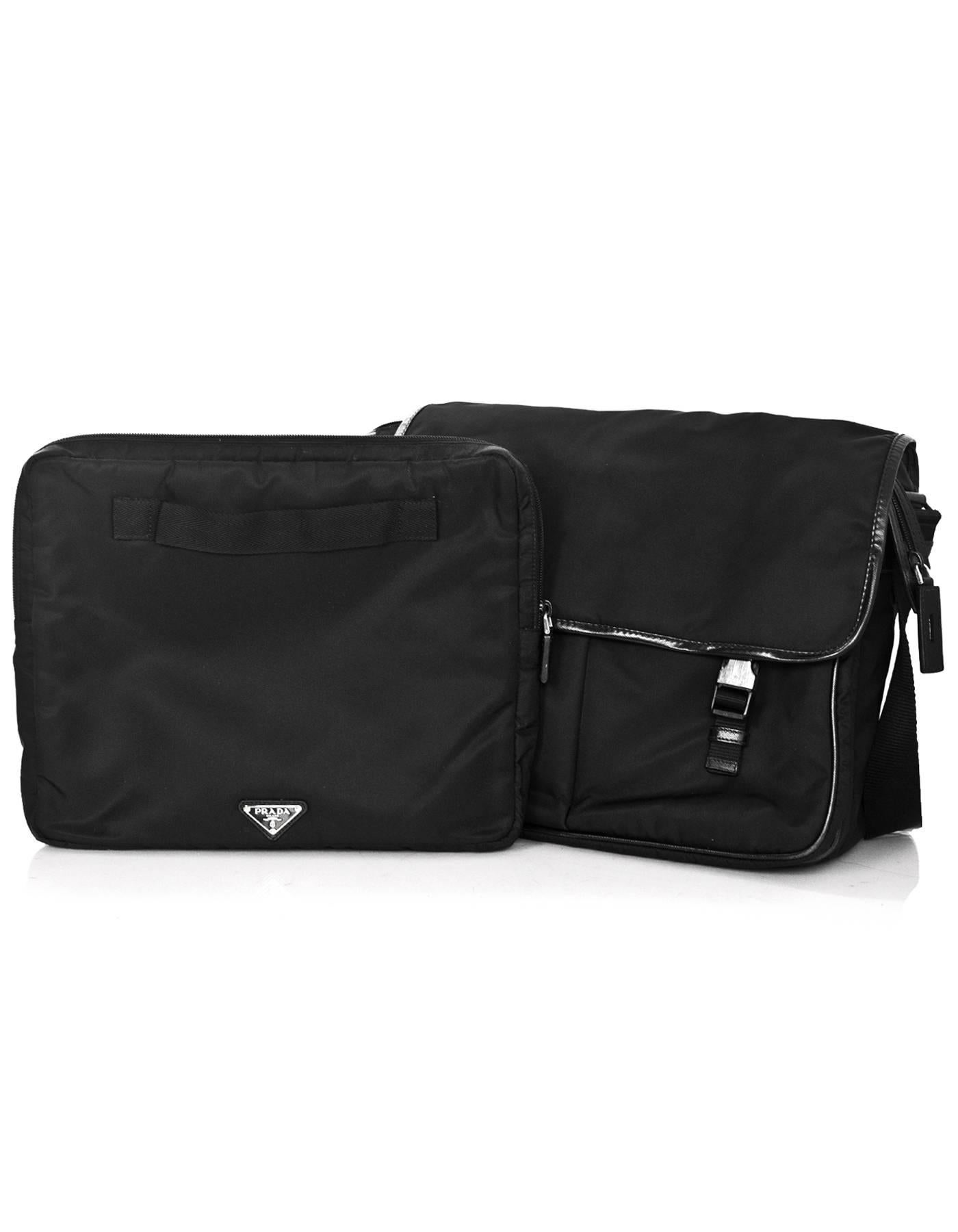Prada Black Tessuto Nylon Messenger/Laptop Travel Bag 6