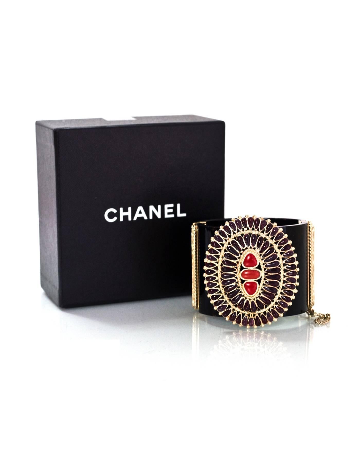 Chanel Black and Red Paris/Dallas 2014 Cuff Bracelet with Box 4