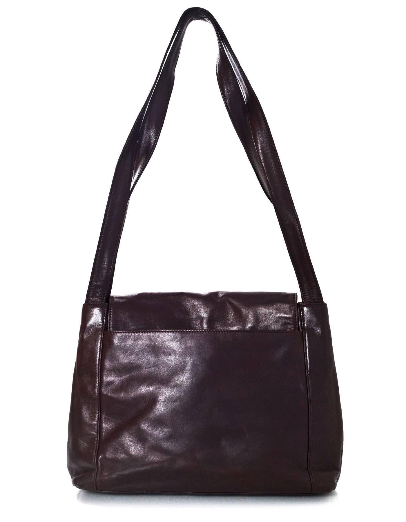 Black Chanel Vintage Brown Leather Shoulder Bag