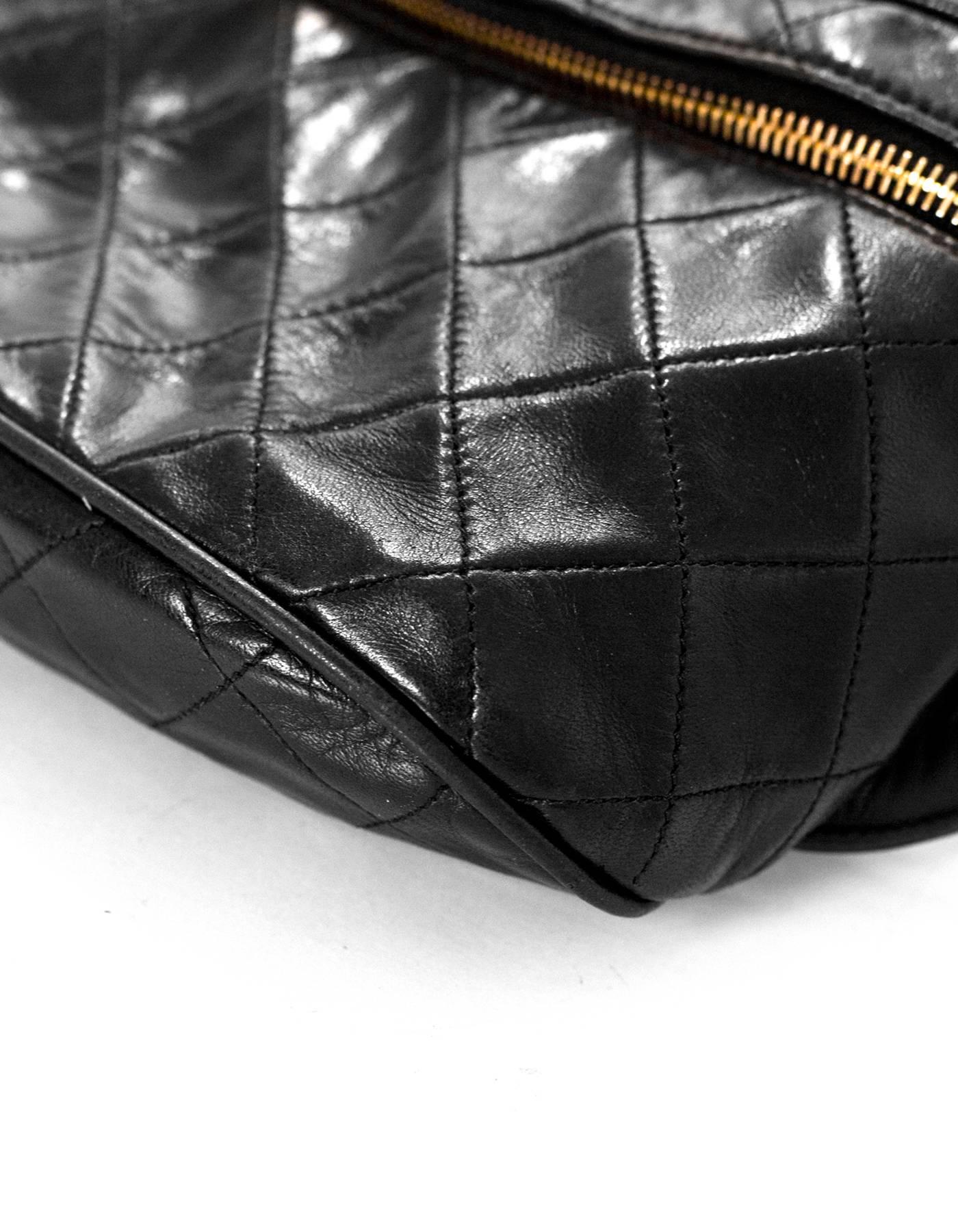 Women's Chanel Vintage Black Quilted Leather Belt/Waist Bag w/ CC