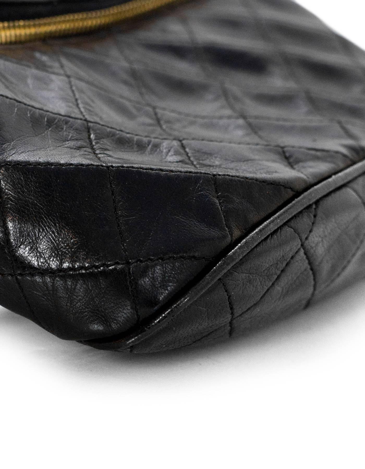 Chanel Vintage Black Quilted Leather Belt/Waist Bag w/ CC 1