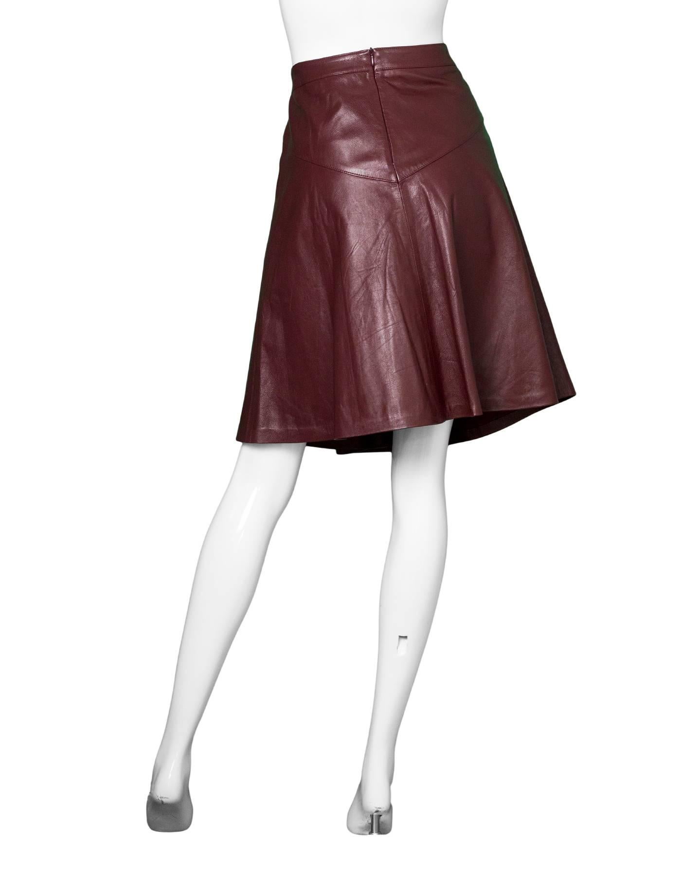 Brown Luca Luca Burgundy Leather Skirt Sz 10