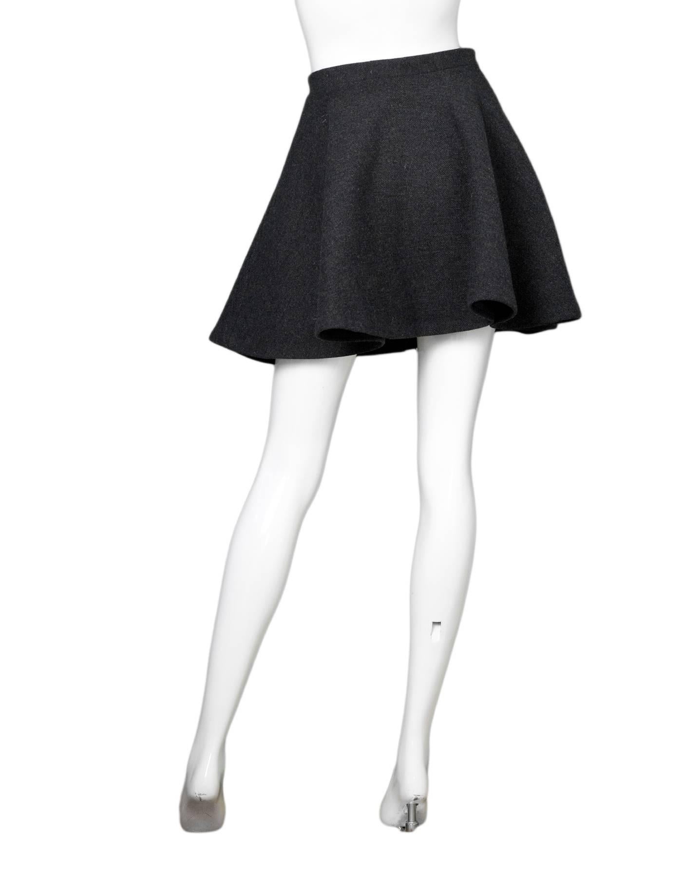 Black Miu Miu Grey Wool Zipper Skirt Sz IT38