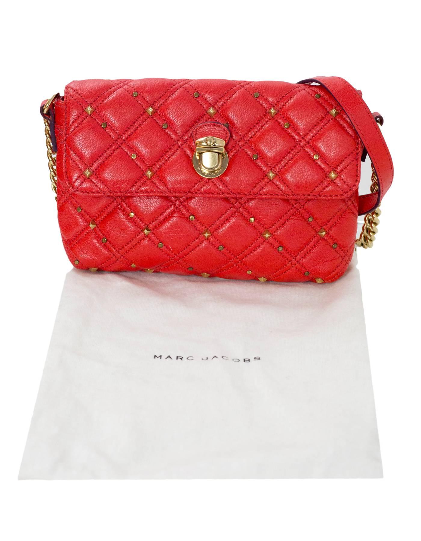 Marc Jacobs Red Leather Studded Crossbody Bag with DB 5
