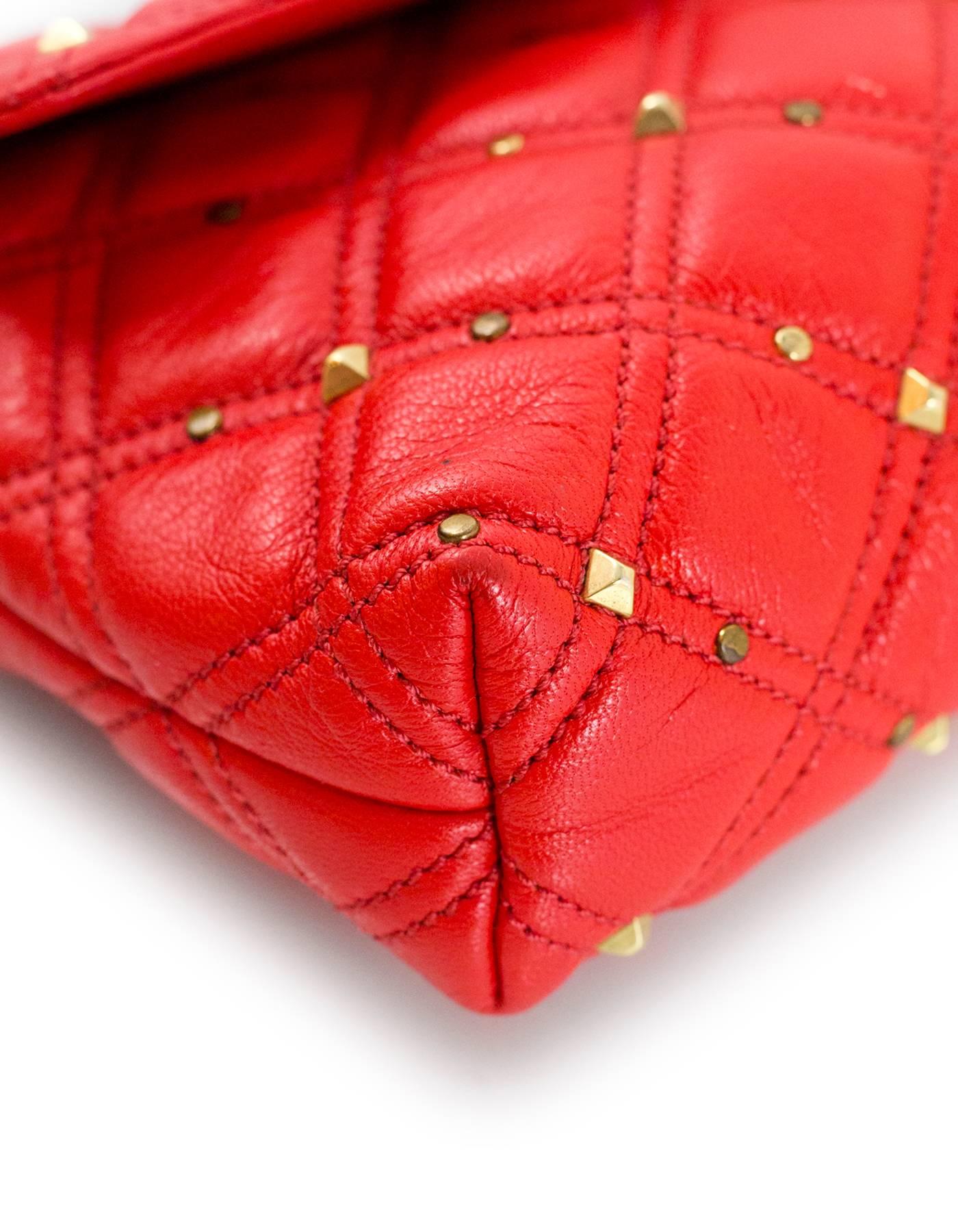 Marc Jacobs Red Leather Studded Crossbody Bag with DB In Excellent Condition In New York, NY