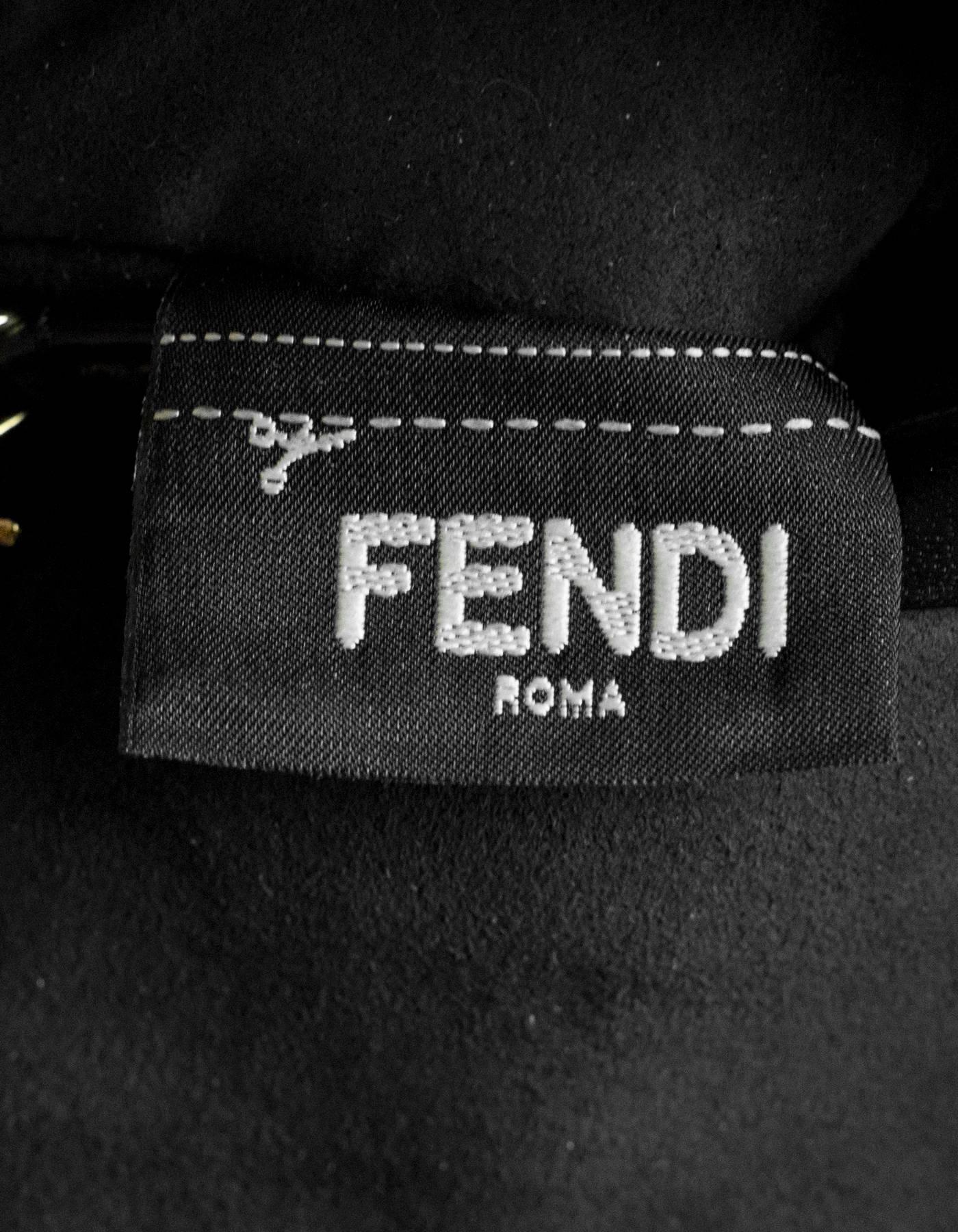 Fendi NEW Black Shearling Micro Baguette Crossbody Bag 1