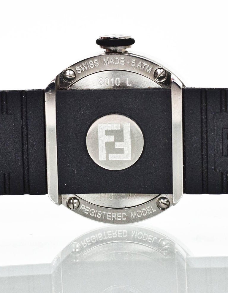 Fendi Black and Blue Bussola Bubble Watch For Sale at 
