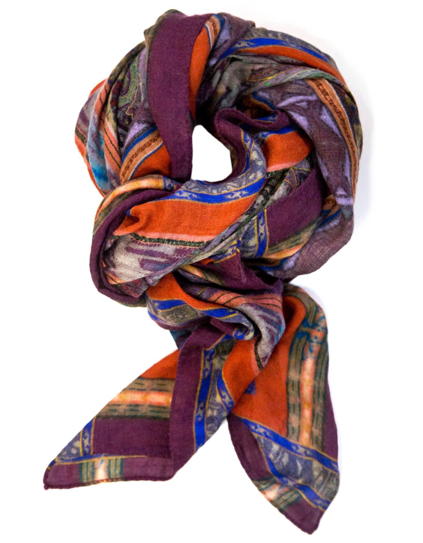Etro Multi-Color Wool/Silk Scarf

Made In: Italy
Color: Multi
Composition: 50% wool, 50% silk
Overall Condition: Excellent pre-owned condition
Measurements:
Length: 52"
Width: 48"
