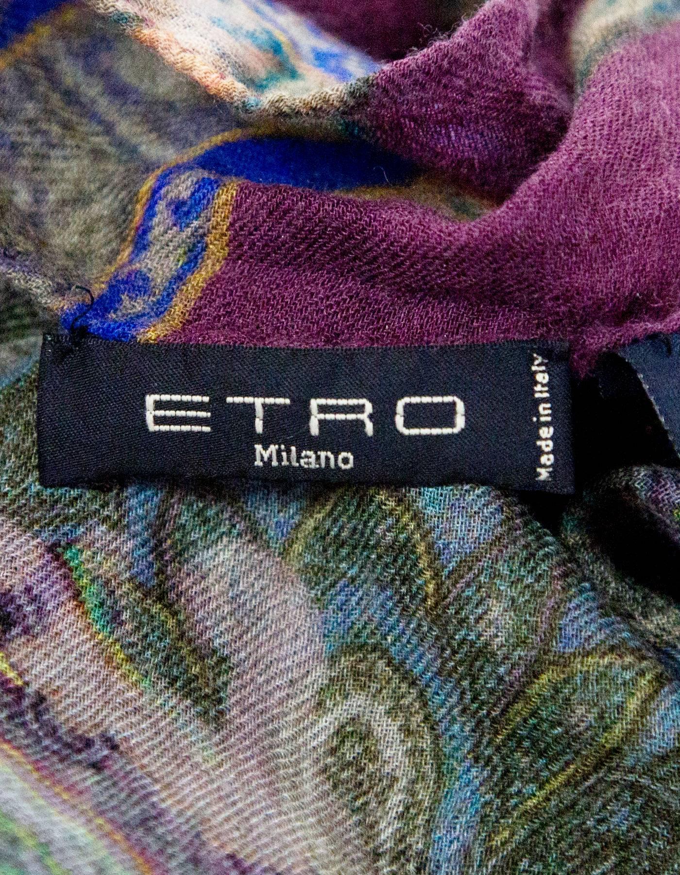 Etro Multi-Color Wool/Silk Scarf In Excellent Condition In New York, NY
