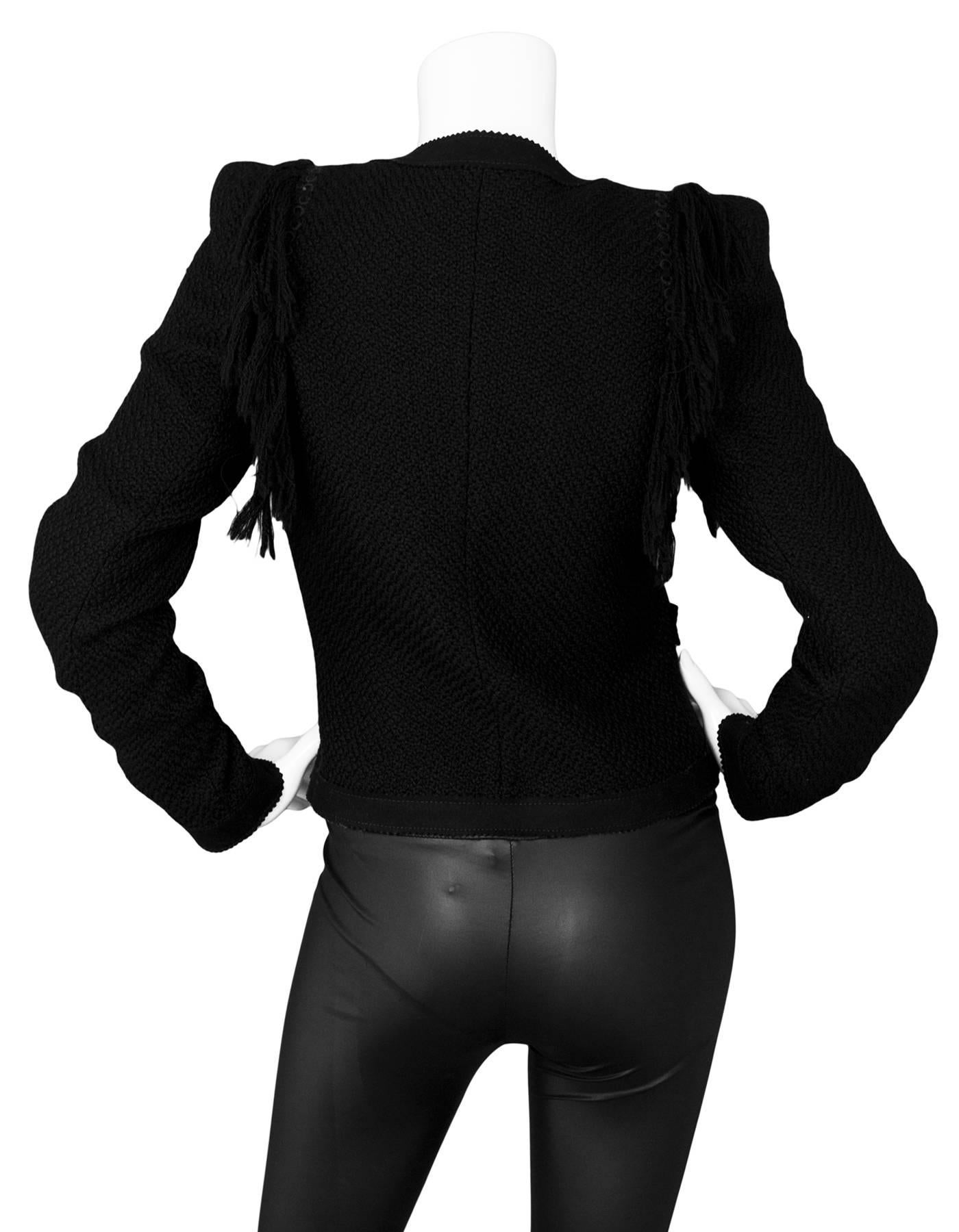 Roberto Cavalli Black Wool Tweed Jacket Sz IT40 In Excellent Condition In New York, NY