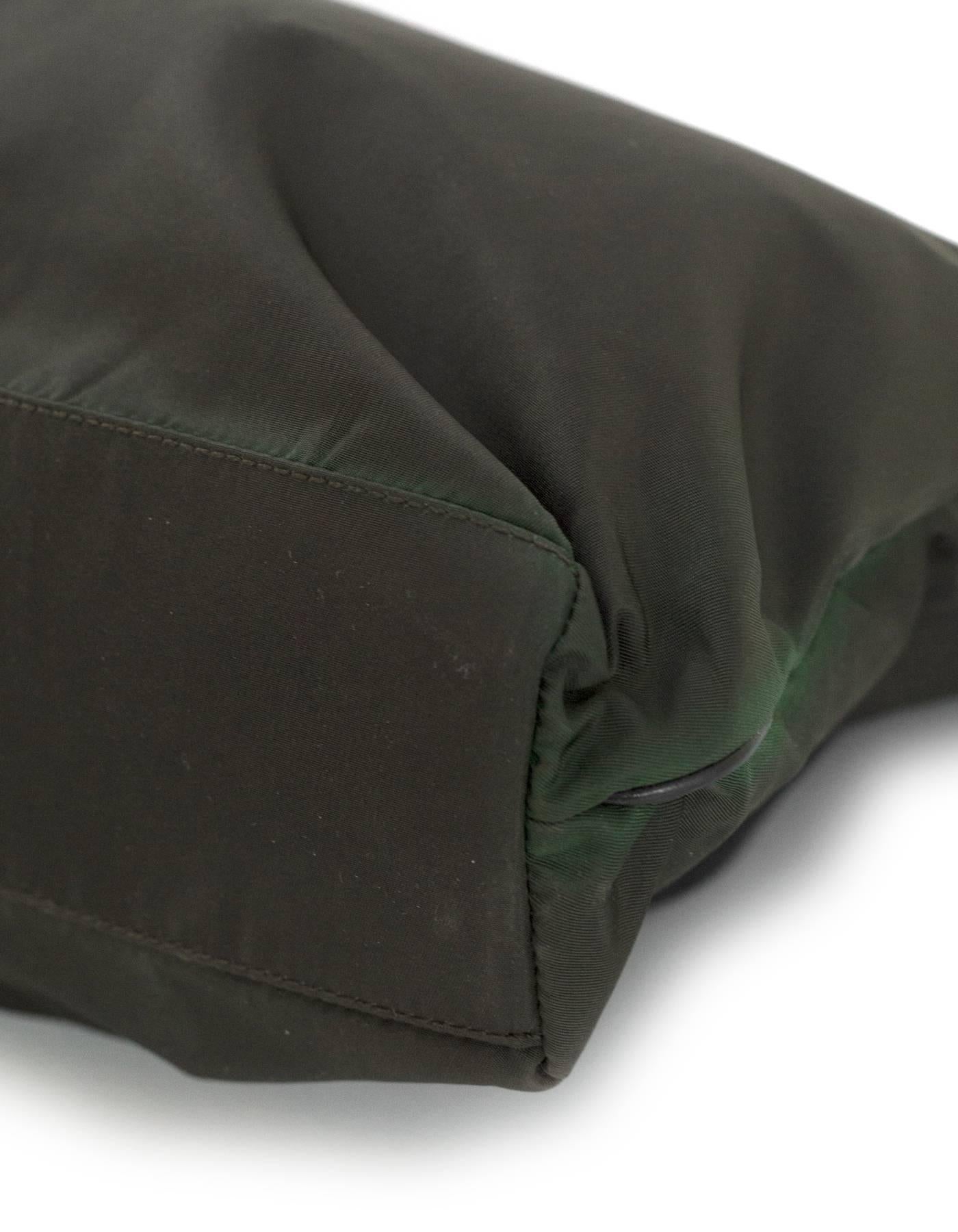 Black Prada Dark Green Tessuto Nylon Tote Bag