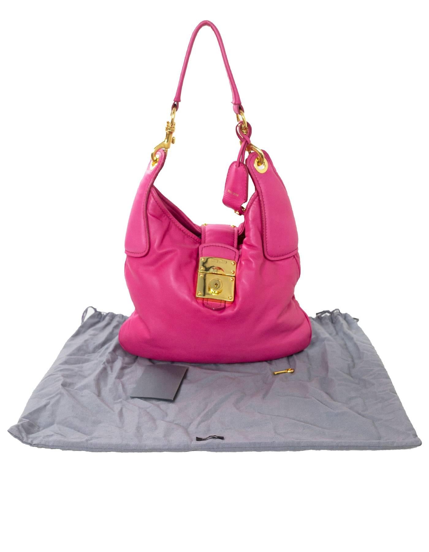 Miu Miu Pink Smooth Leather Push-Lock Shoulder Bag with DB 3