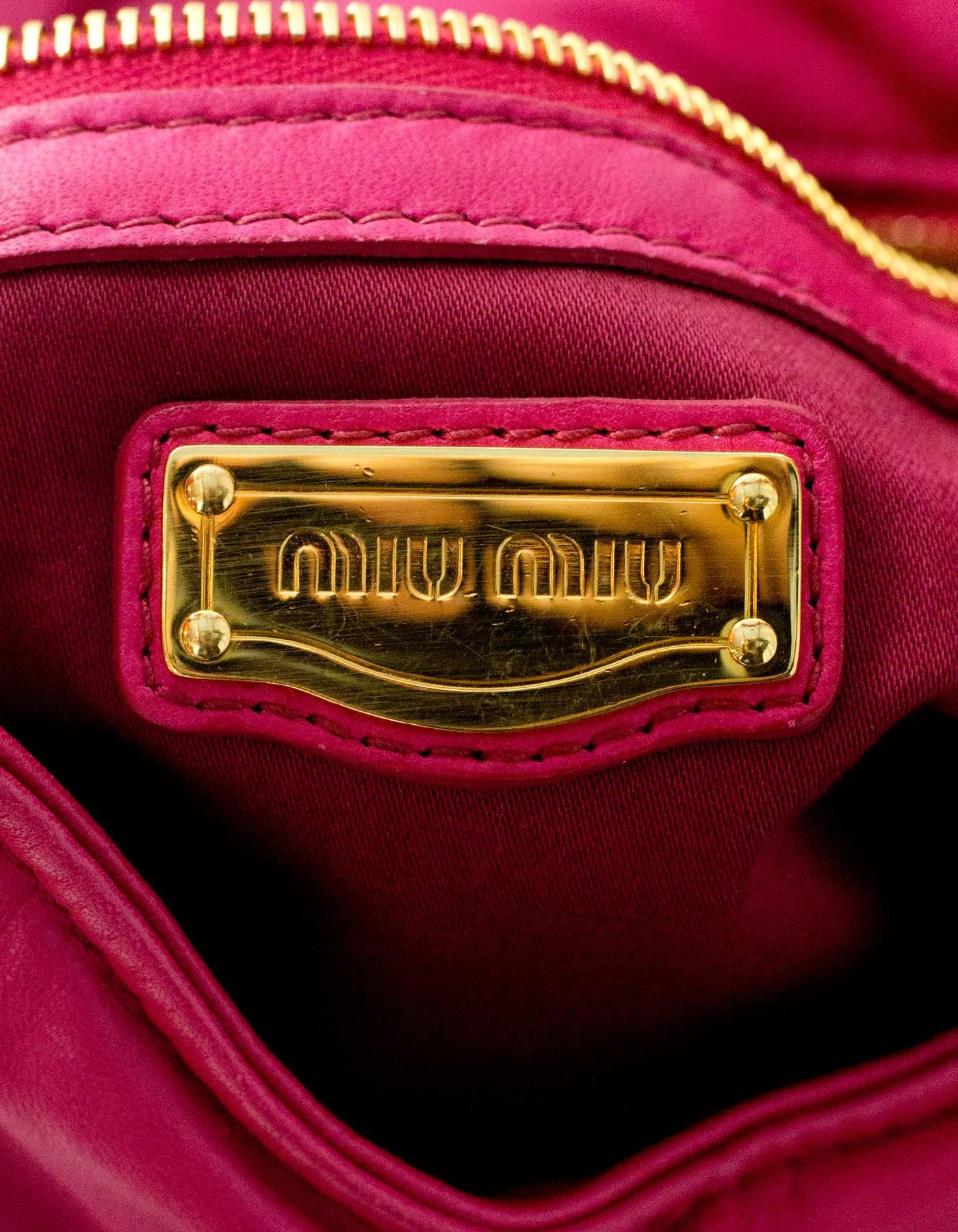 Miu Miu Pink Smooth Leather Push-Lock Shoulder Bag with DB 1