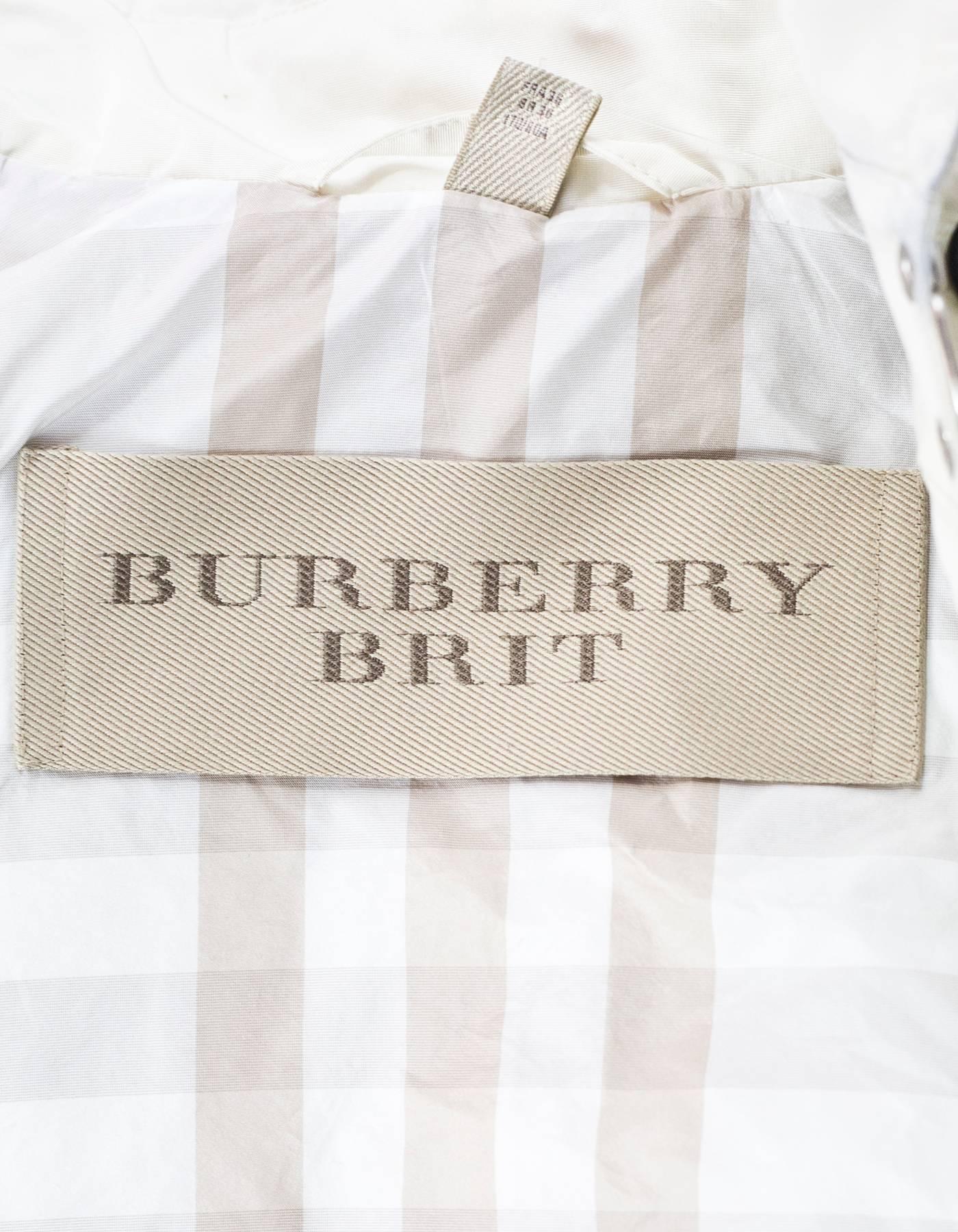 Burberry Brit Cream Knightsdale Hooded Trench Coat Sz 4 1