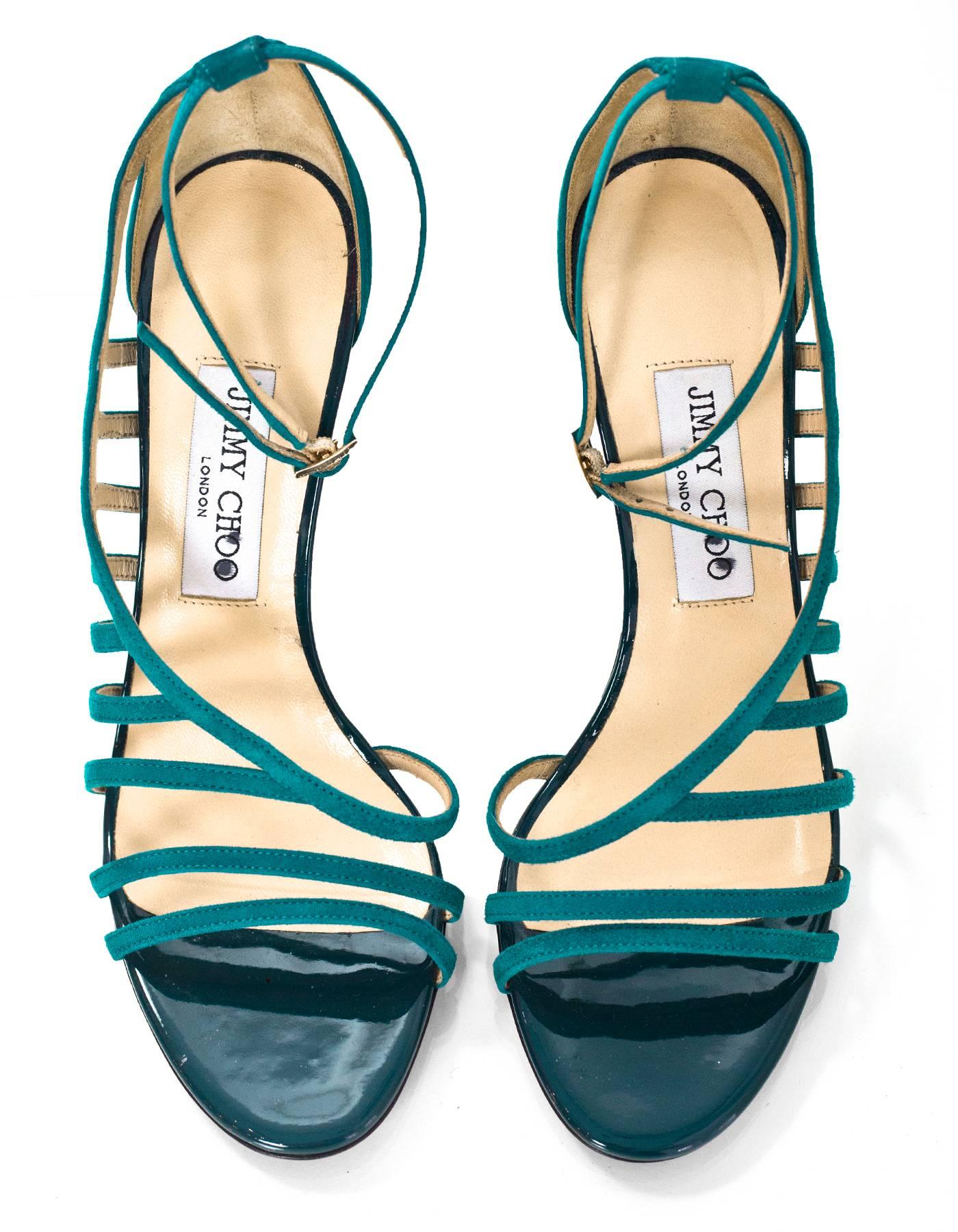 Jimmy Choo Blue Suede Strappy Sandals Sz 38 In Excellent Condition In New York, NY