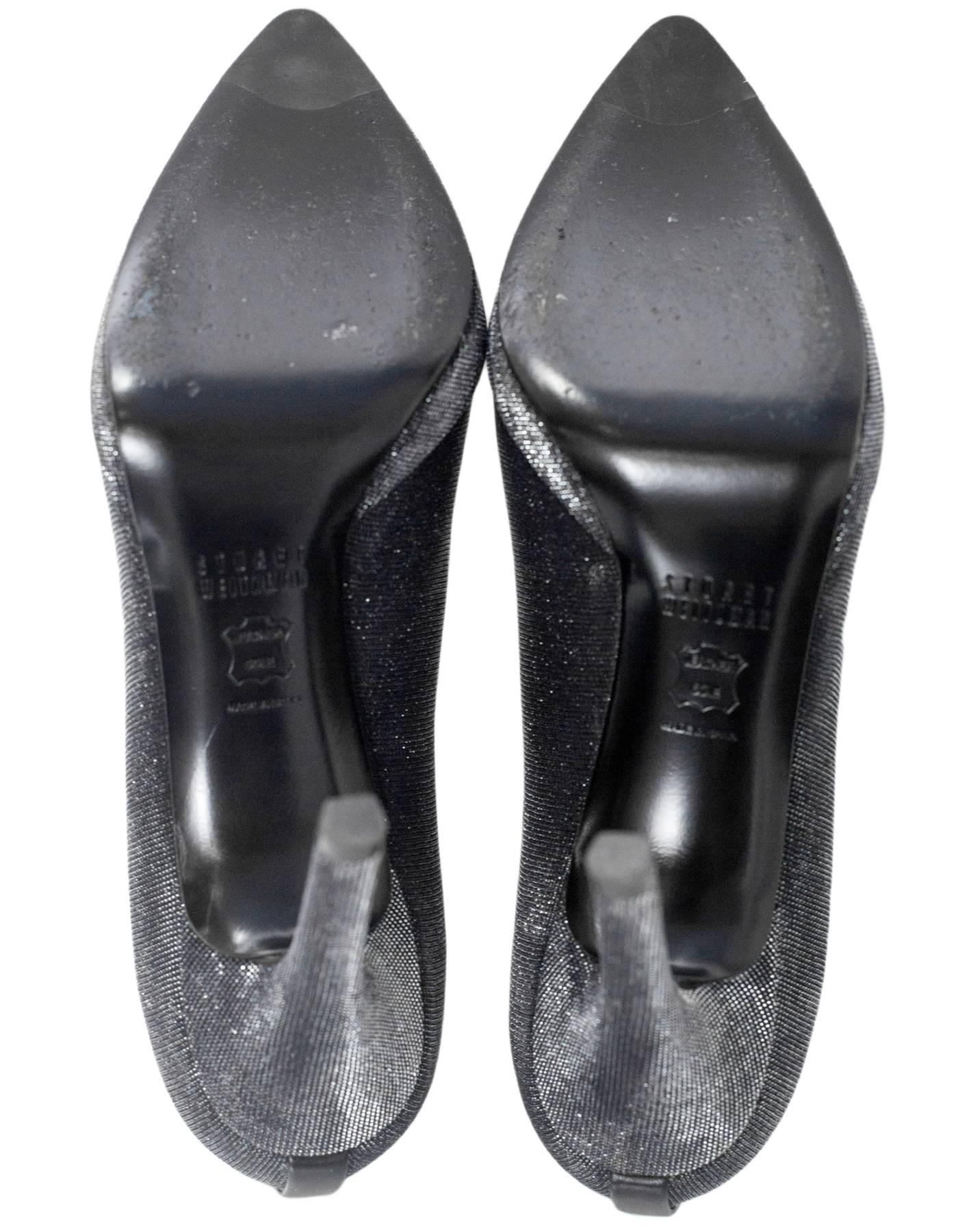 Women's Stuart Weitzman Black Metallic Pumps Sz 6.5M