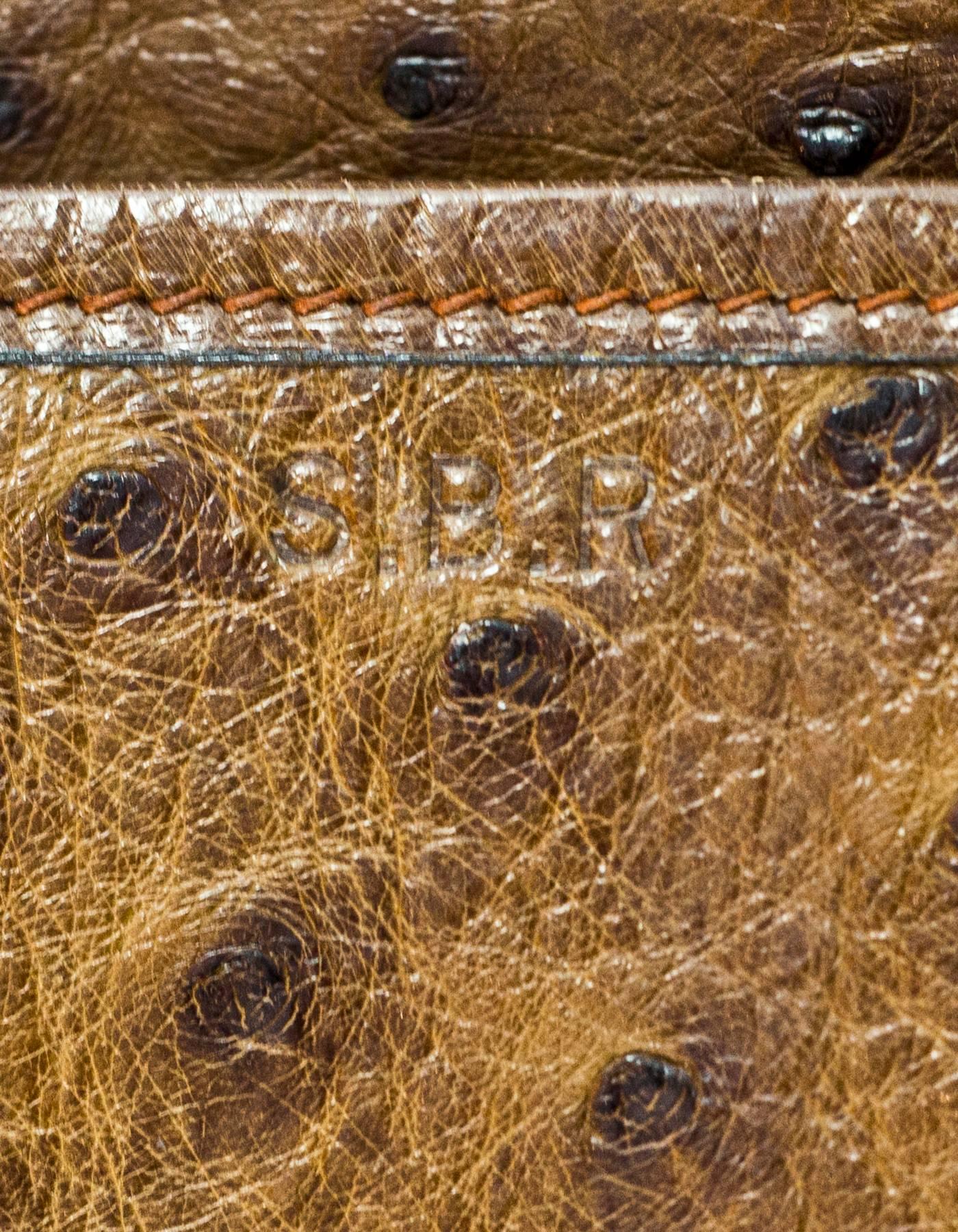 Hermes Vintage Brown Ostrich Shoulder Bag with Dust Bag 5