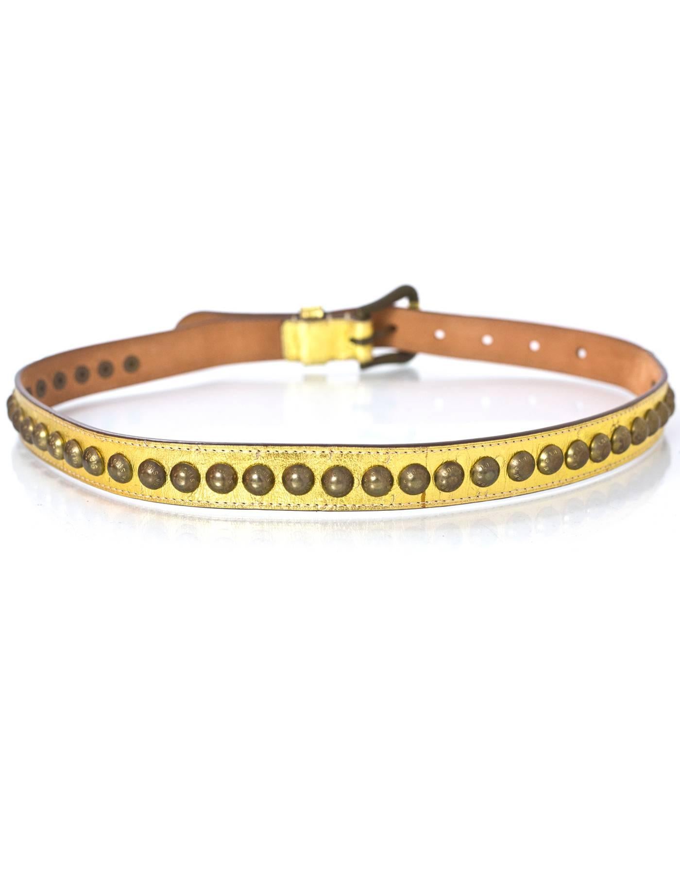 Louis Vuitton Gold Ostrich Studded Runway Belt Sz XS In Excellent Condition In New York, NY