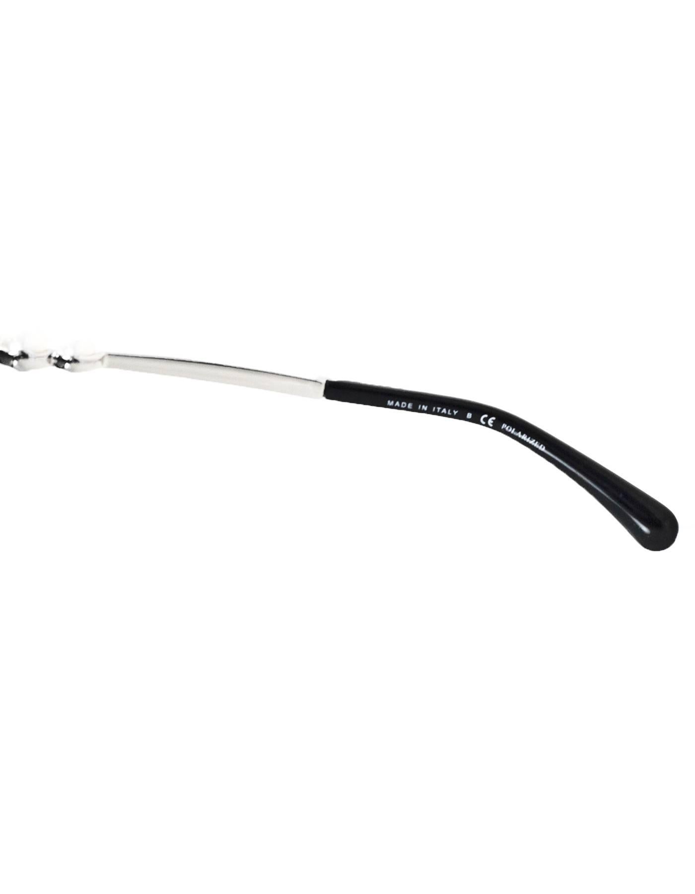 Women's Chanel Black Cat-Eye Polarized Sunglasses with Pearl Arms with Box rt. $650