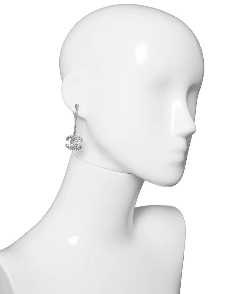 Chanel Crystal CC Drop Earrings with Box at 1stDibs chanel crystal