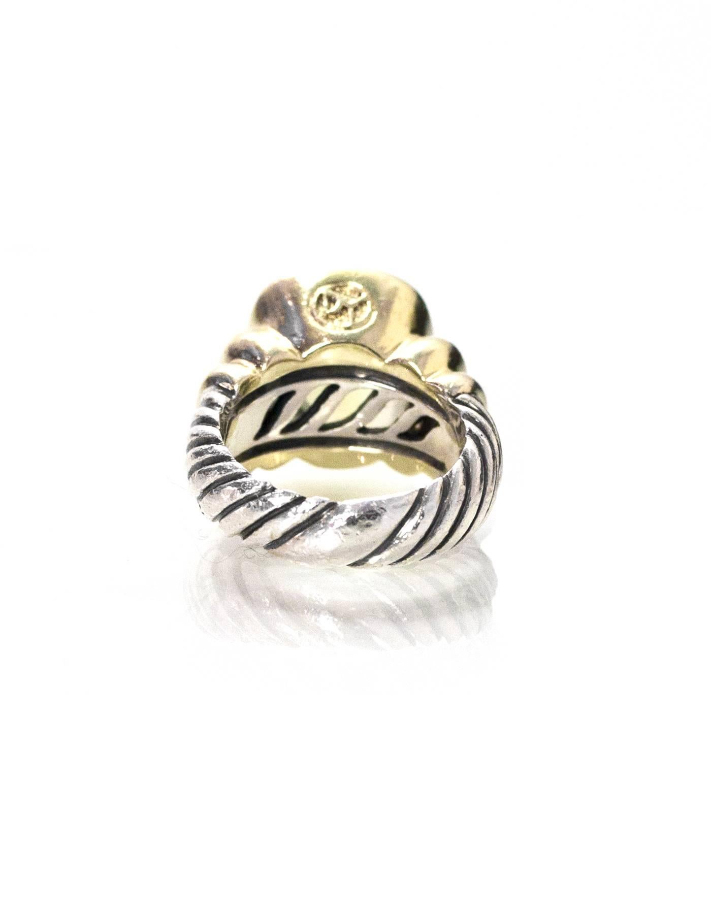 David Yurman Sterling & 14K Gold Noblesse Ring Sz 6.5 In Excellent Condition In New York, NY