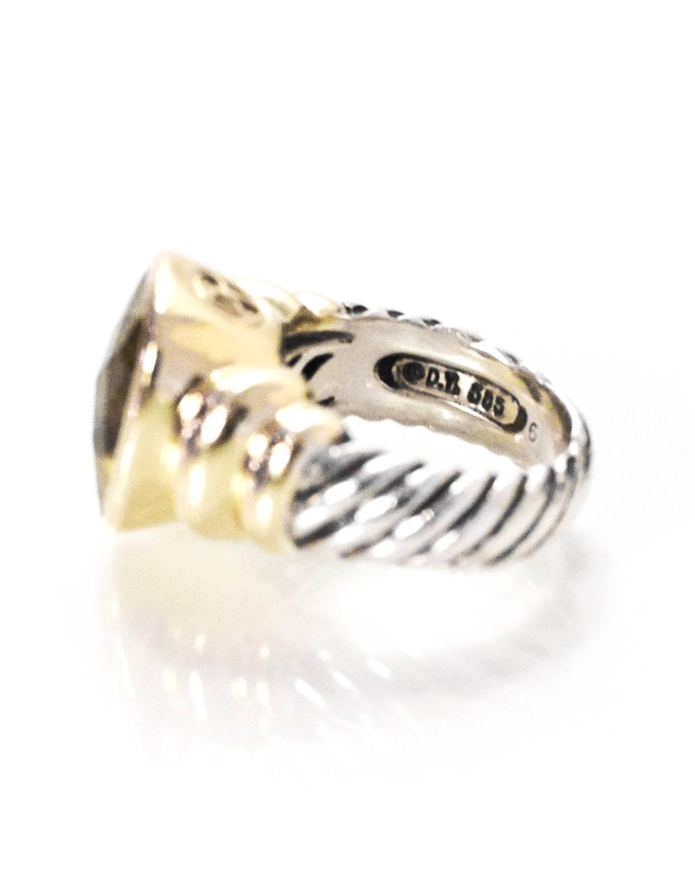 David Yurman Sterling & 14K Gold Noblesse Ring Sz 6.5 1