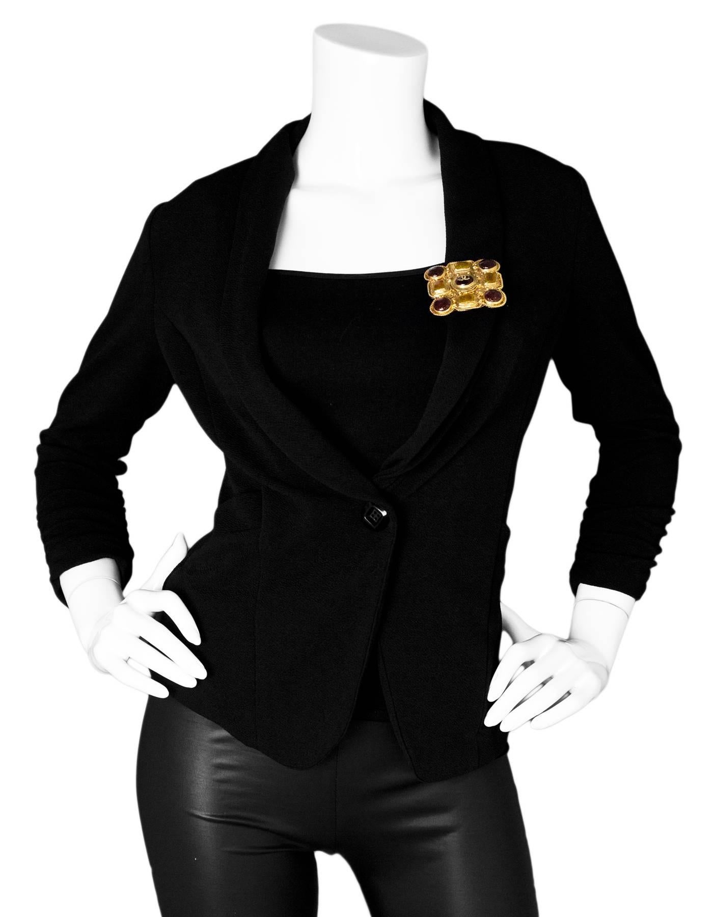 Chanel Pre-Fall '11 Runway Goldtone CC Gripoix Brooch Pin In Excellent Condition In New York, NY