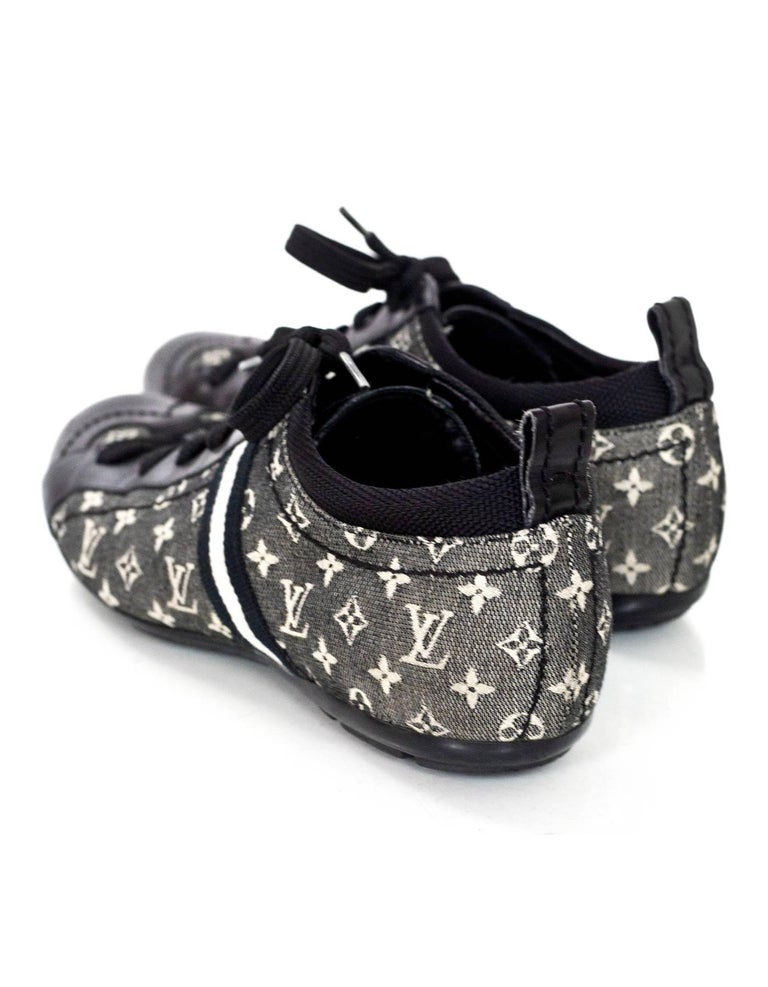 Louis Vuitton Black Monogram Mini Lin Tennis Shoes Sz 38 For Sale at