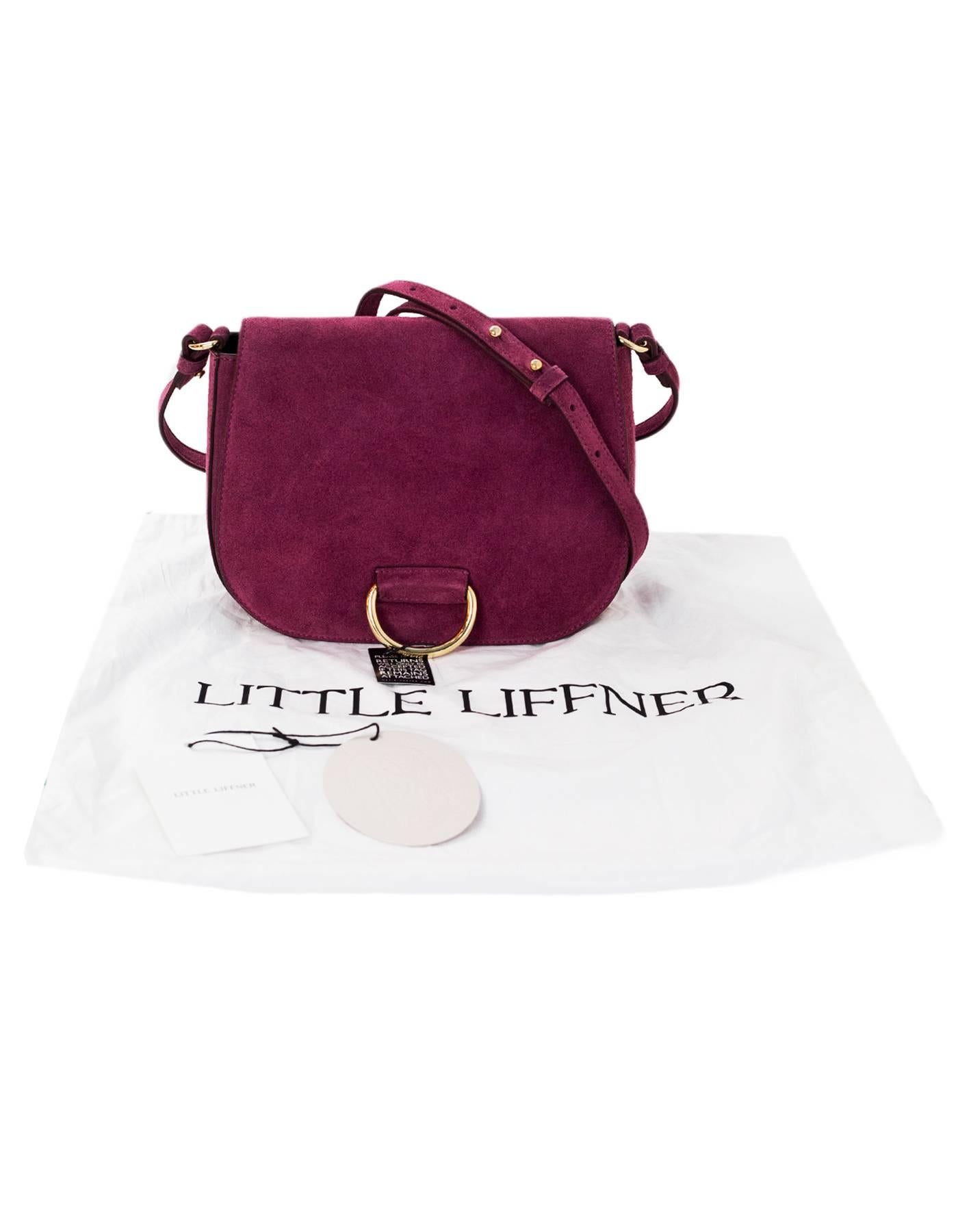 Little Liffner Raspberry Suede Saddle Messenger Bag NWT with DB 1