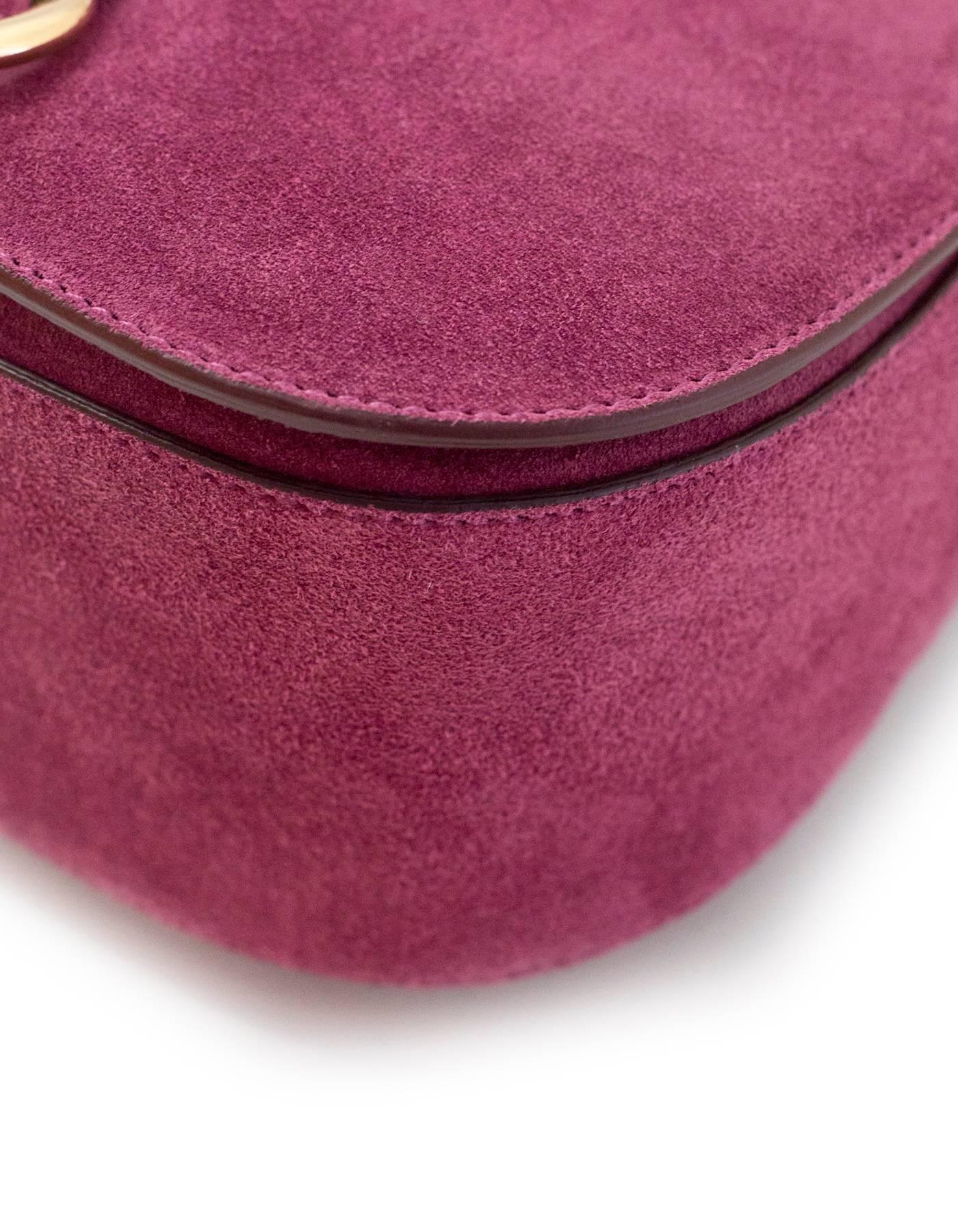 Purple Little Liffner Raspberry Suede Saddle Messenger Bag NWT with DB