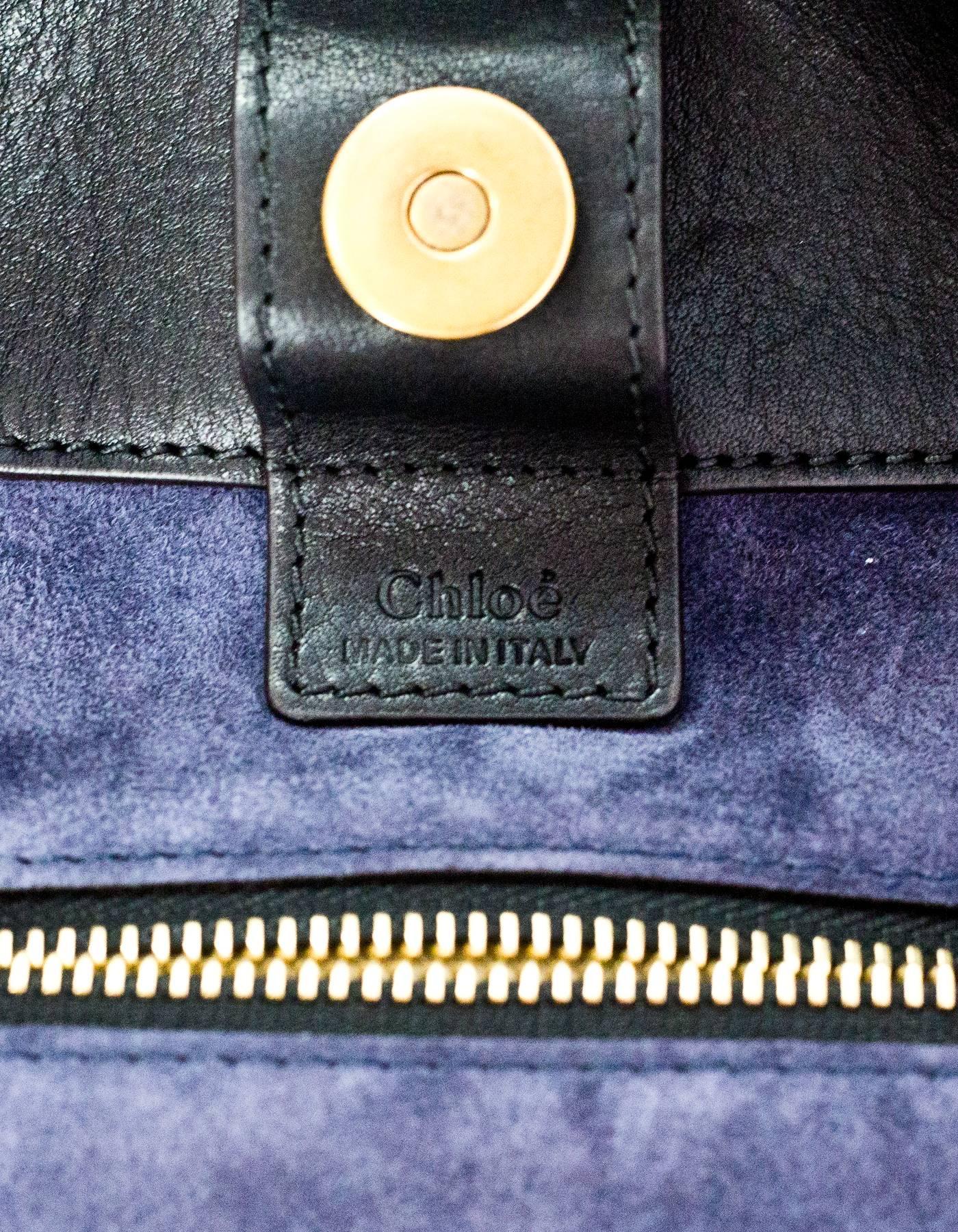Women's Chloe Black Medium Milo Calfskin Leather Zipper Tote Bag