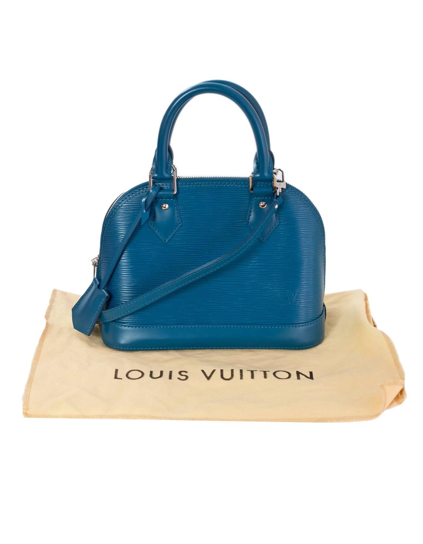 Louis Vuitton LV Cyan Blue Epi Leather Mini Alma BB Crossbody Bag w. Dust Bag 2