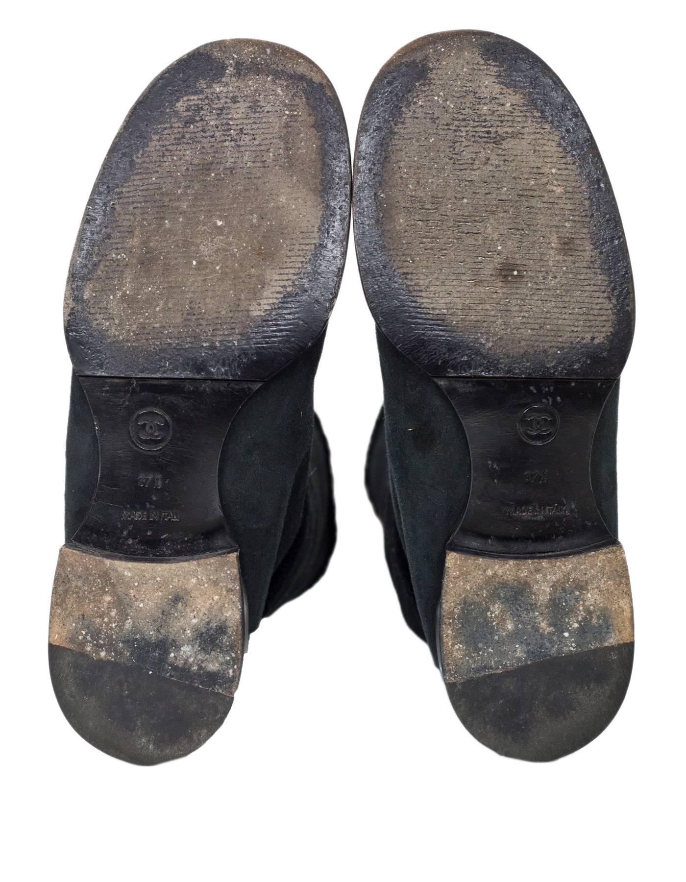 Chanel Black Shearling Short Boots Sz 37.5 1