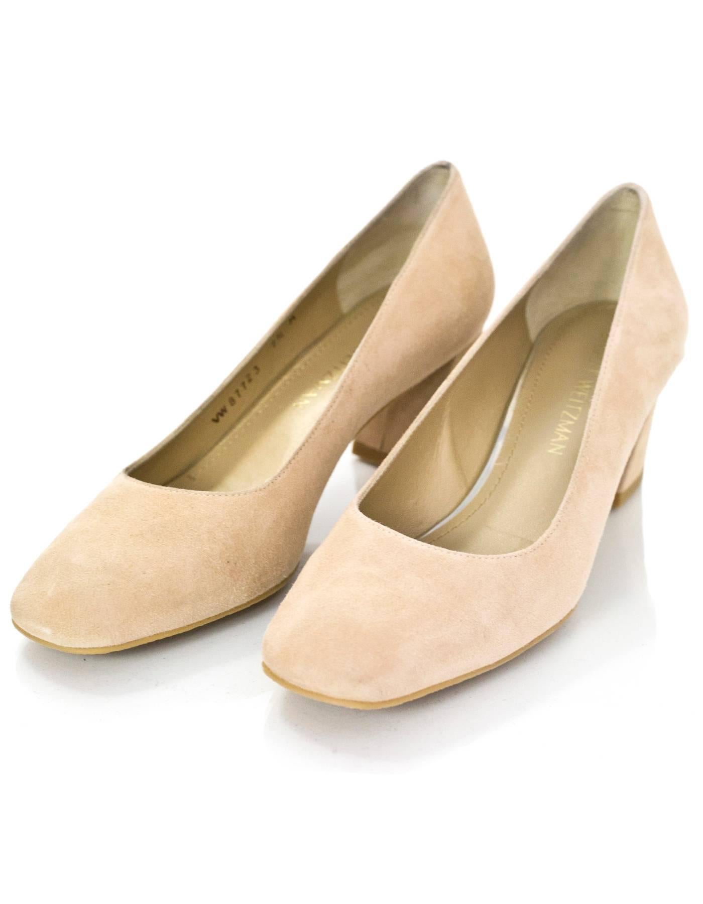 Stuart Weitzman Beige Suede Square-Toe Pumps Sz 7.5 NIB

Made In: Spain
Color: Beige
Materials: Suede
Closure/Opening: Slide on
Sole Stamp: Stuart Weitzman Made in Spain SW
Overall Condition: Excellent pre-owned condition - NIB
Included: Stuart