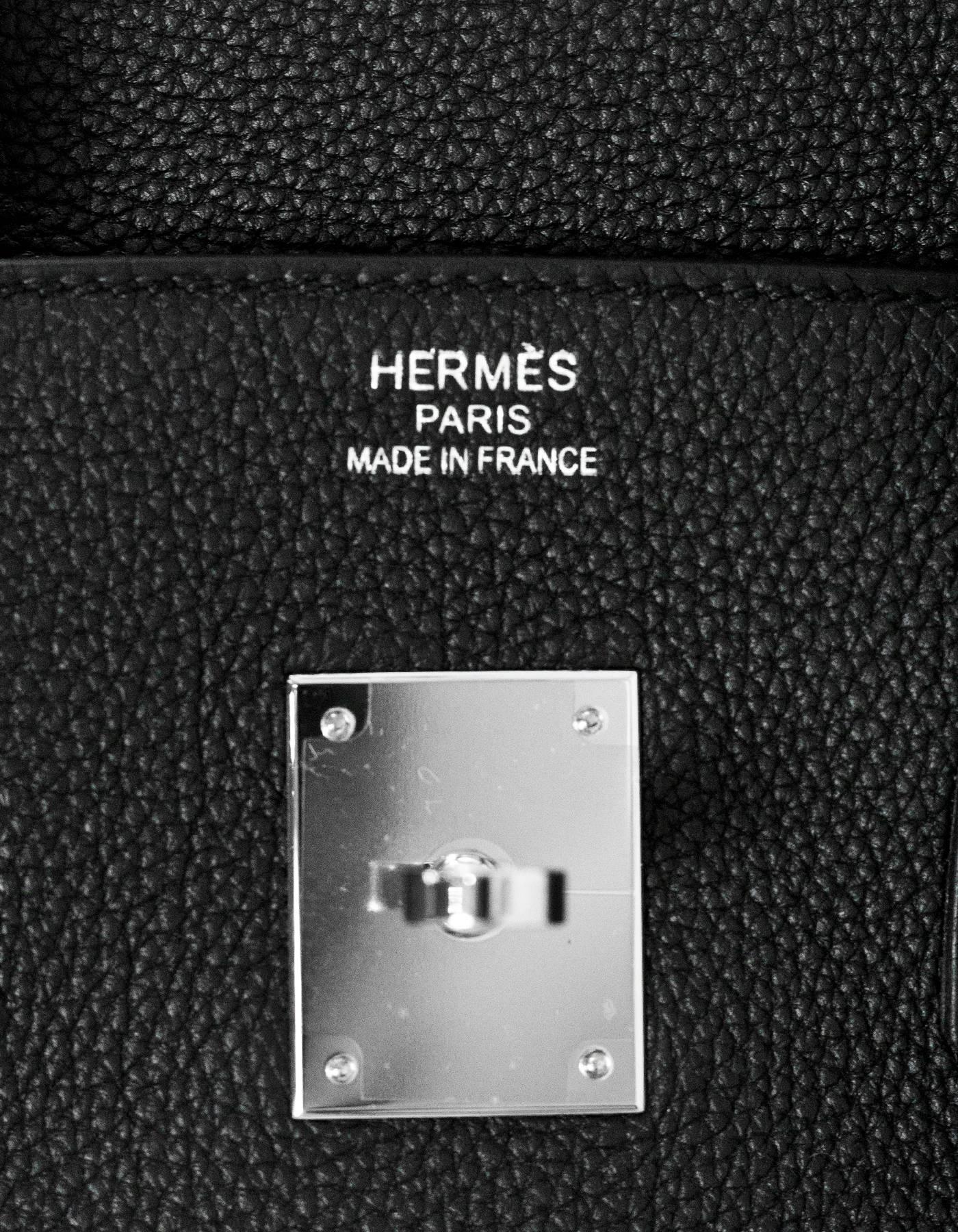 Women's or Men's Hermes New 17 Noir Black/Bleu Blue Agate 35cm Togo Leather Birkin Bag w Receipt