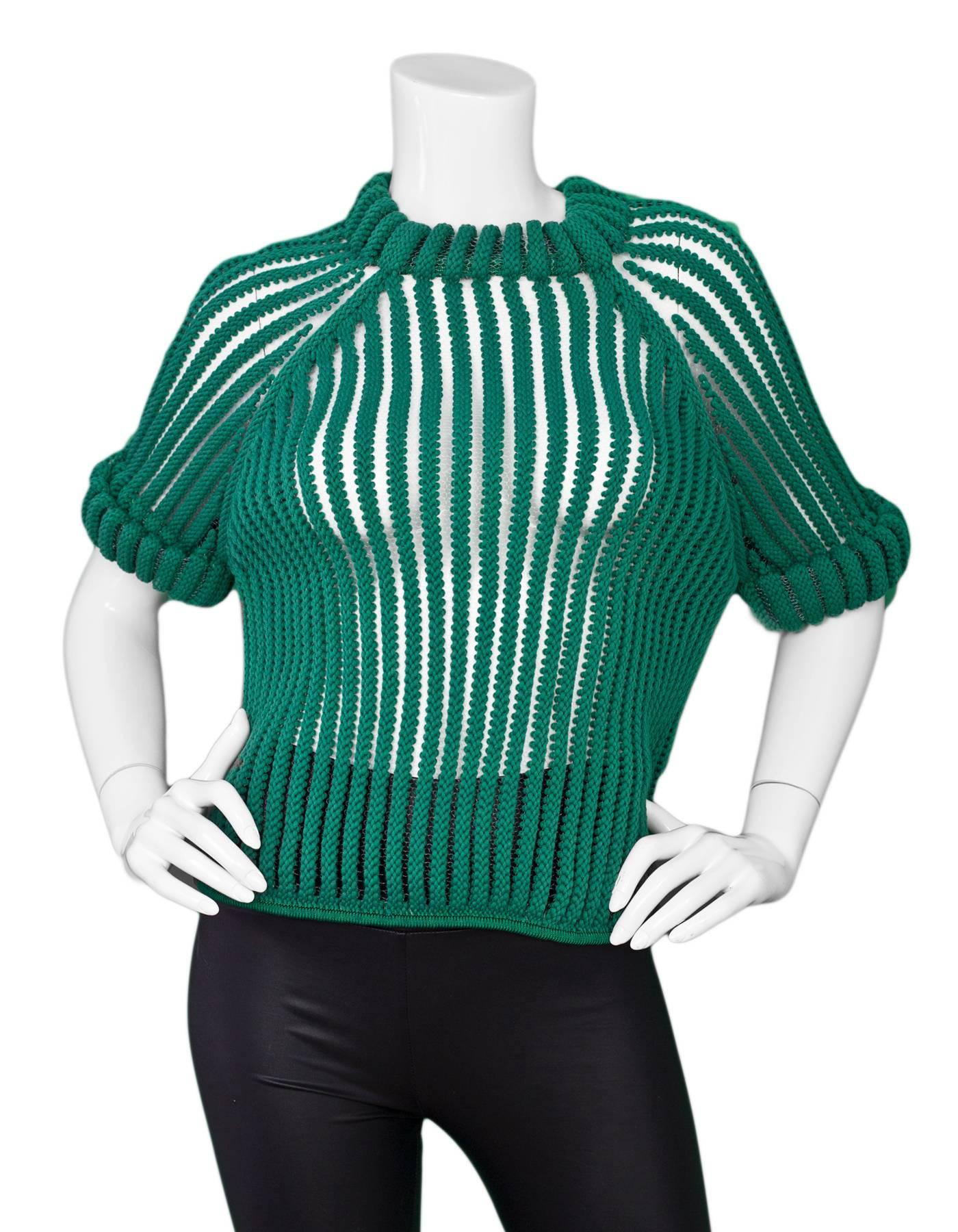 Sportmax Green Ribbed Sweater Sz Small In Excellent Condition In New York, NY