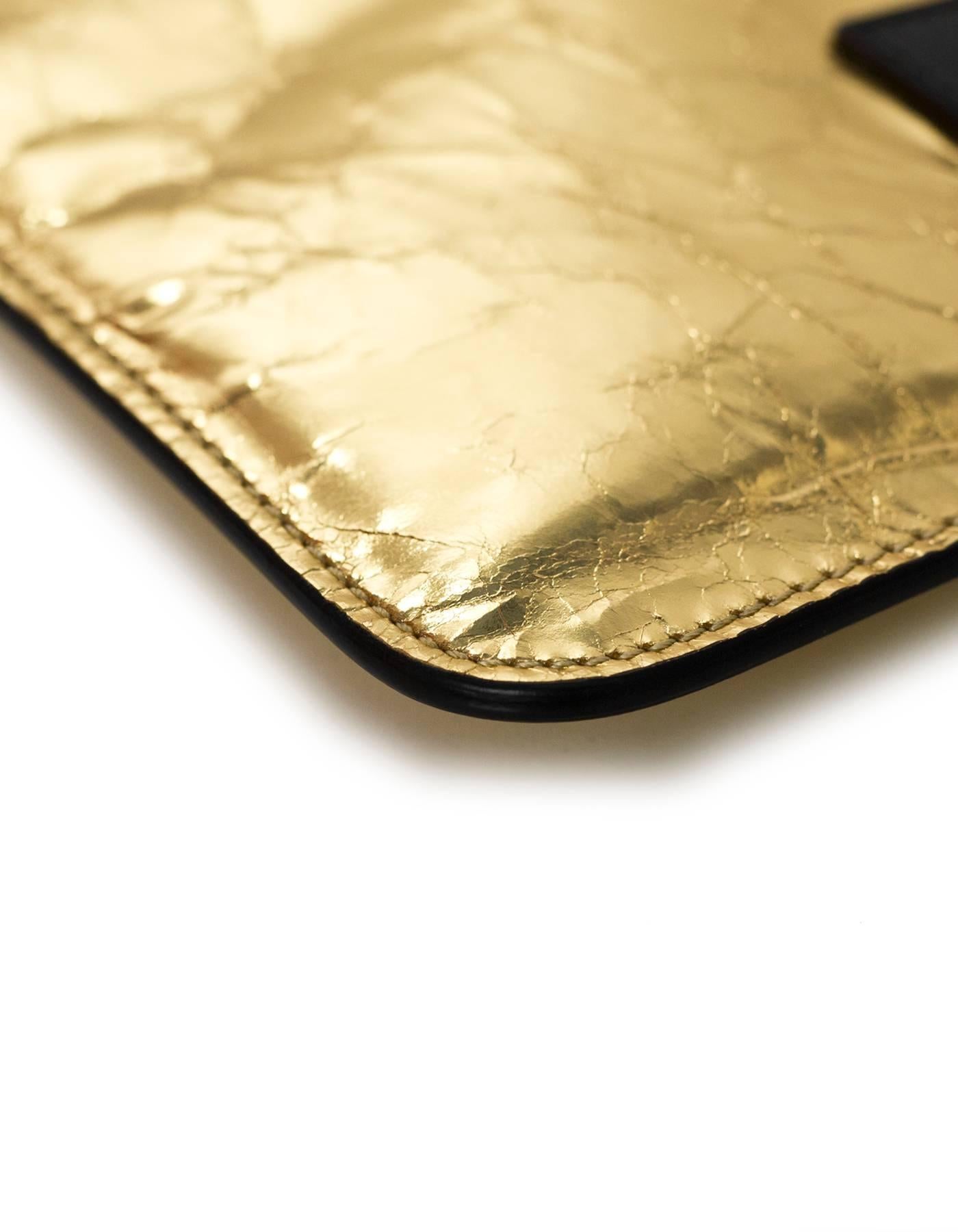 Women's Chanel 2015 Gold Crinkled Leather Large Feminist Mais Feminine Clutch Bag
