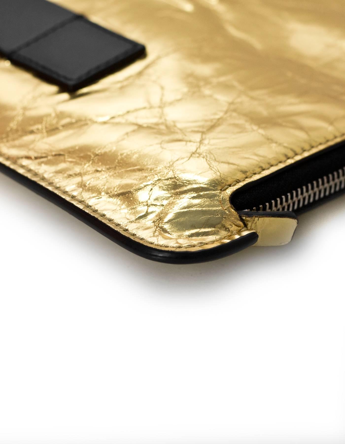 Chanel 2015 Gold Crinkled Leather Large Feminist Mais Feminine Clutch Bag 1