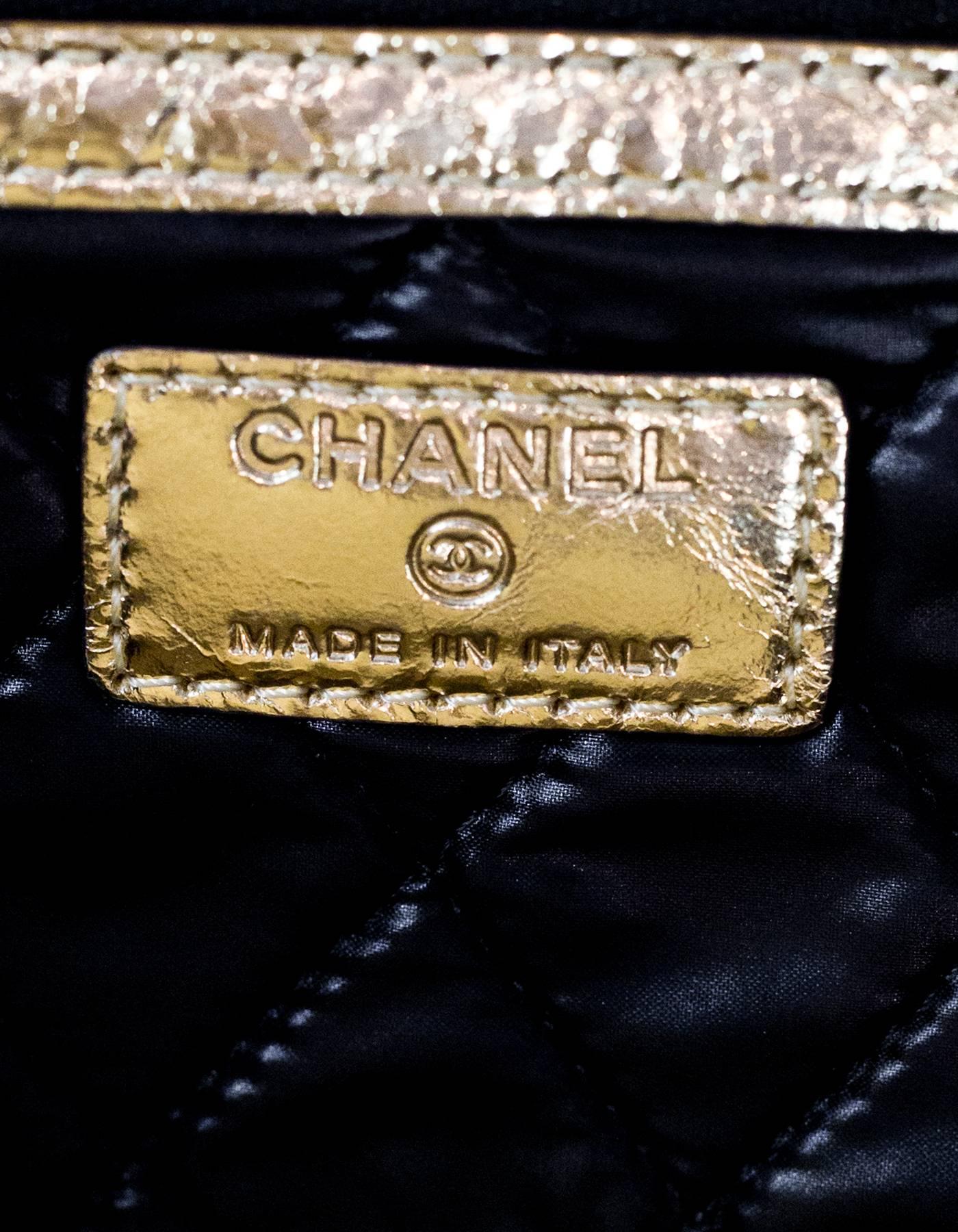Chanel 2015 Gold Crinkled Leather Large Feminist Mais Feminine Clutch Bag 3