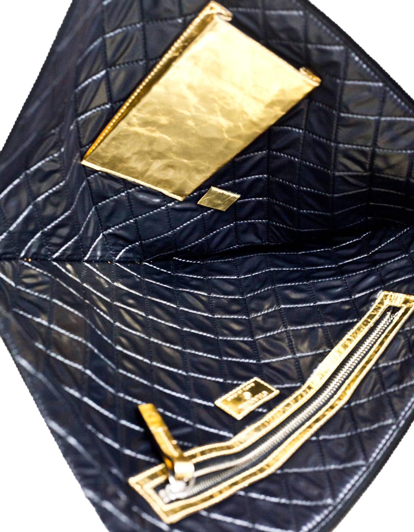 Chanel 2015 Gold Crinkled Leather Large Feminist Mais Feminine Clutch Bag 2