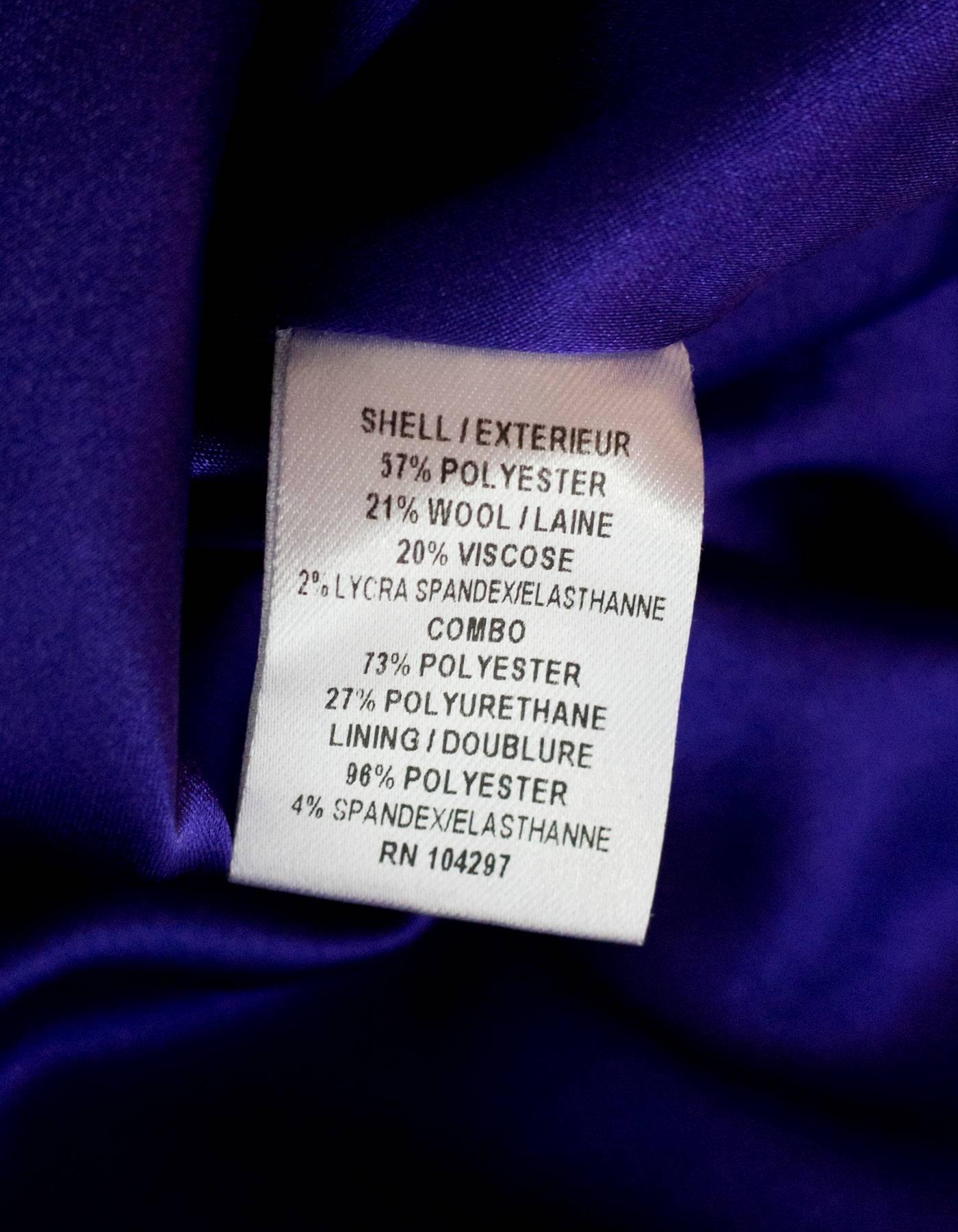 Milly Purple & Faux Leather Trim Dress Sz 10 In Excellent Condition In New York, NY