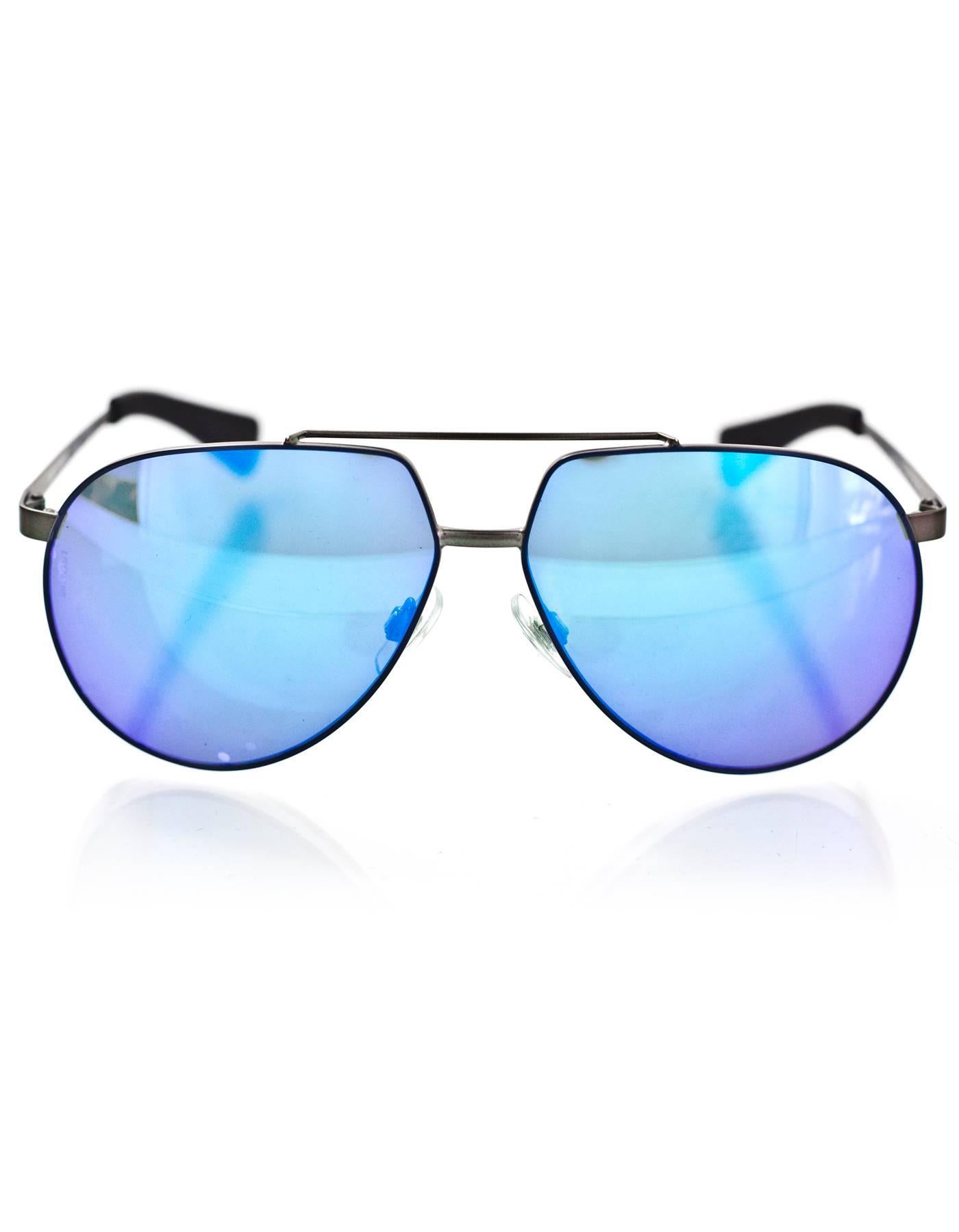 Dolce & Gabbana Blue Mirrored DG2152 Aviator Sunglasses In Excellent Condition In New York, NY