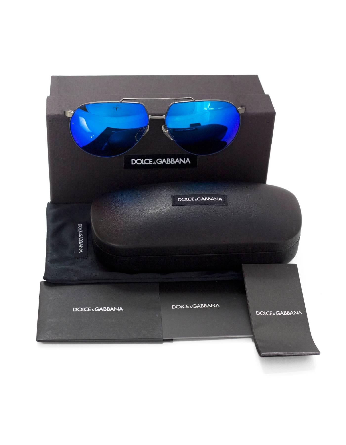 Dolce & Gabbana Blue Mirrored DG2152 Aviator Sunglasses 4