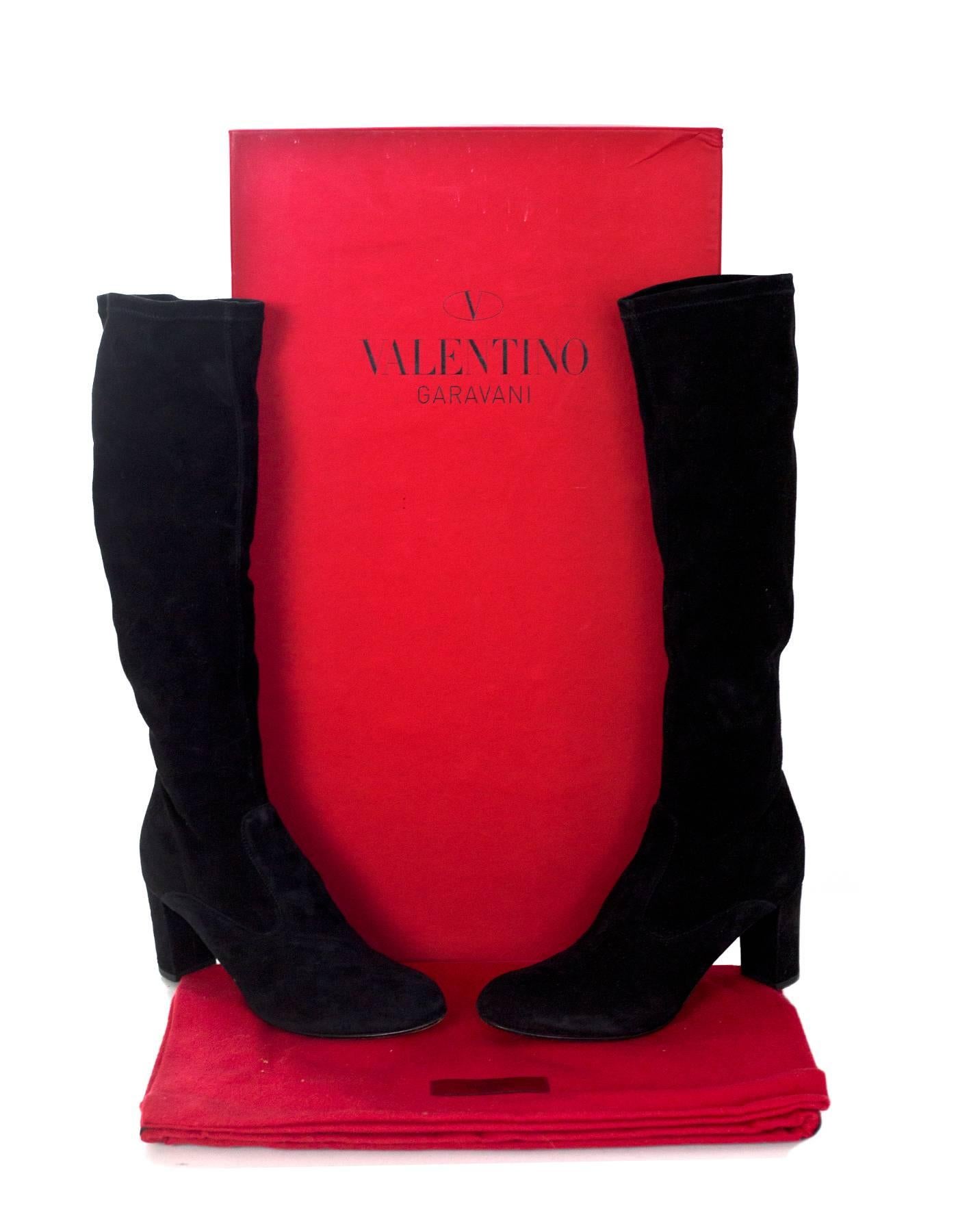 Valentino Black Suede Heeled Boots Sz 36.5 2