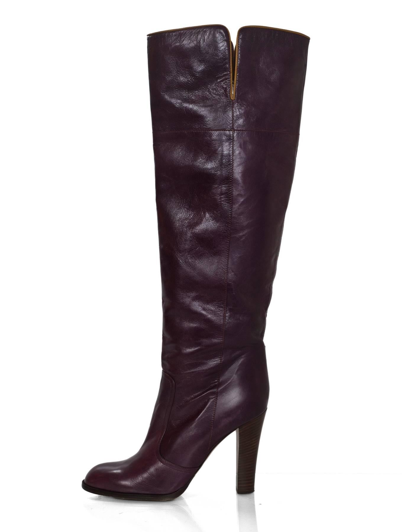 plum leather boots