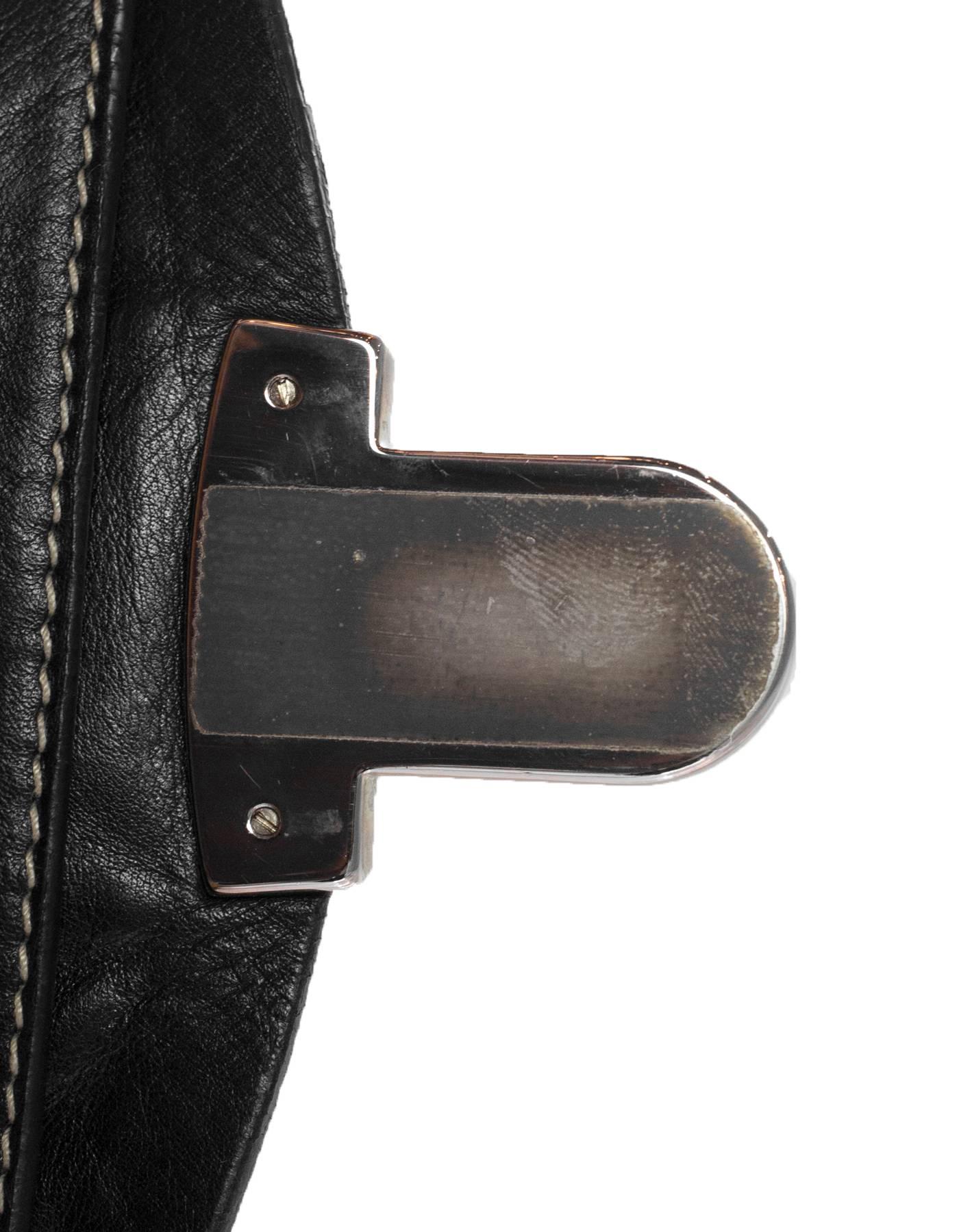 Prada Black Leather Push Lock Shoulder Bag 2