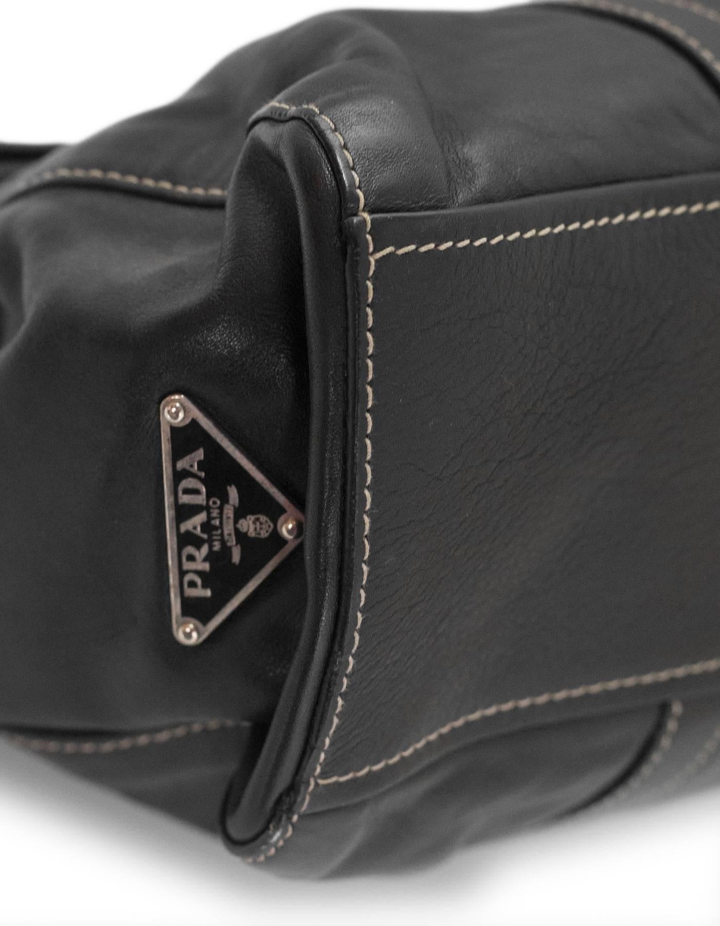 Prada Black Leather Push Lock Shoulder Bag 1