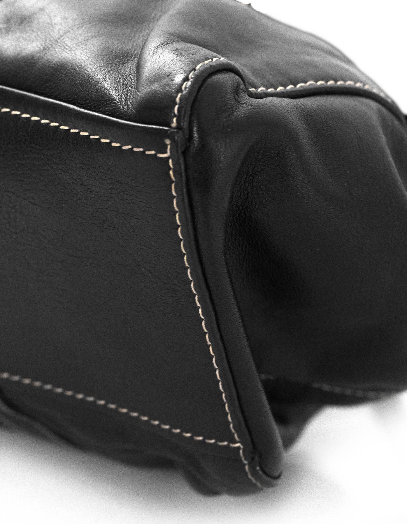 Women's Prada Black Leather Push Lock Shoulder Bag